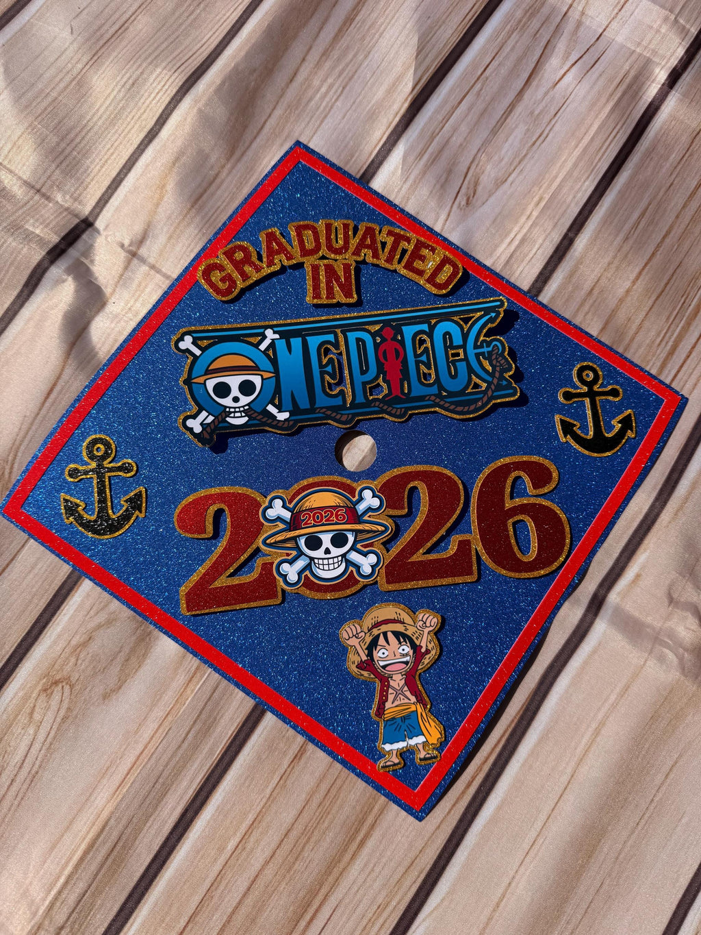 One piece inspired Graduation Cap Topper for boys, Personalized Grad Cap, Class of 2026