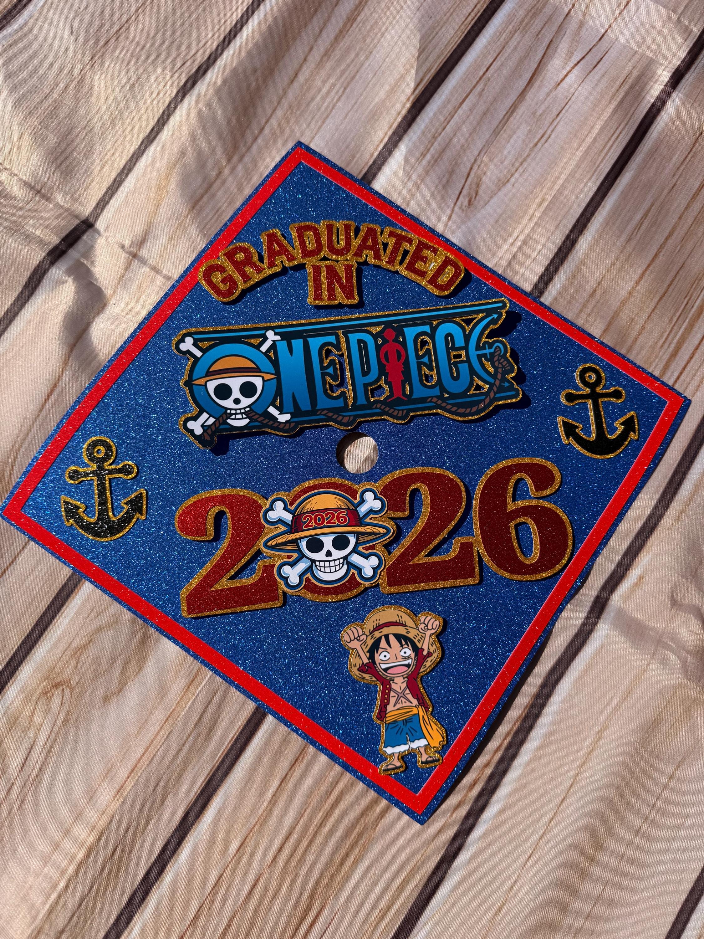 One piece inspired Graduation Cap Topper for boys, Personalized Grad Cap, Class of 2026