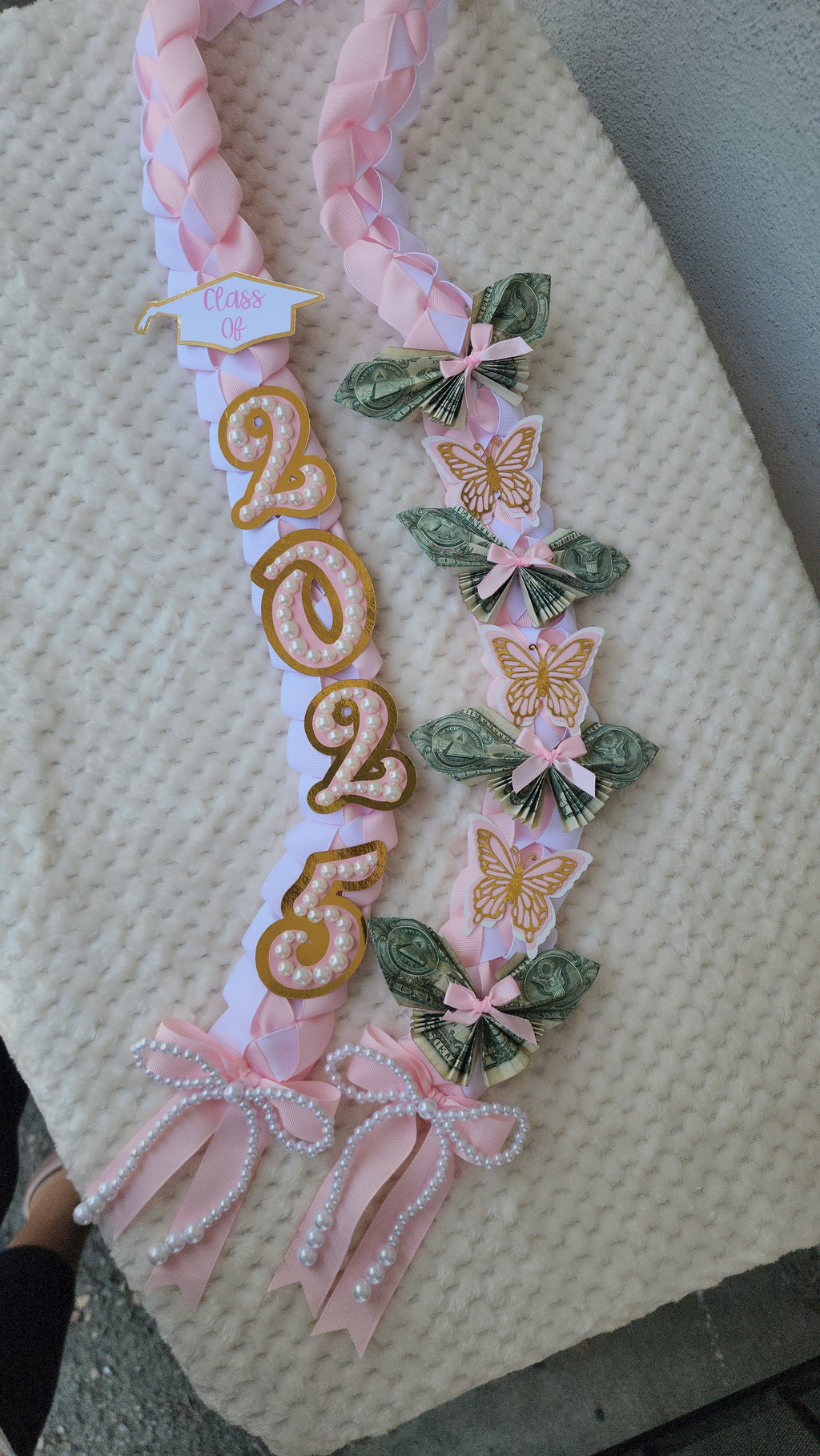 Money Lei, Graduation leis with money butterflies, Coquette Style