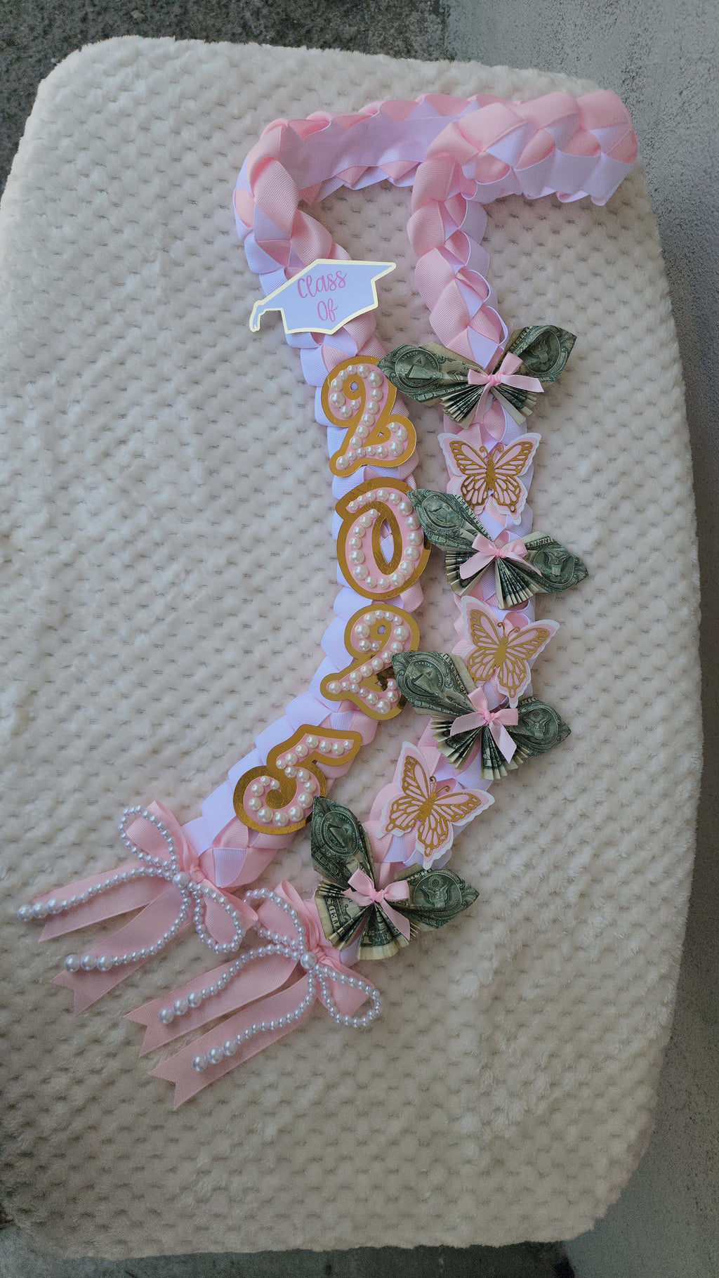 Money Lei, Graduation leis with money butterflies, Coquette Style