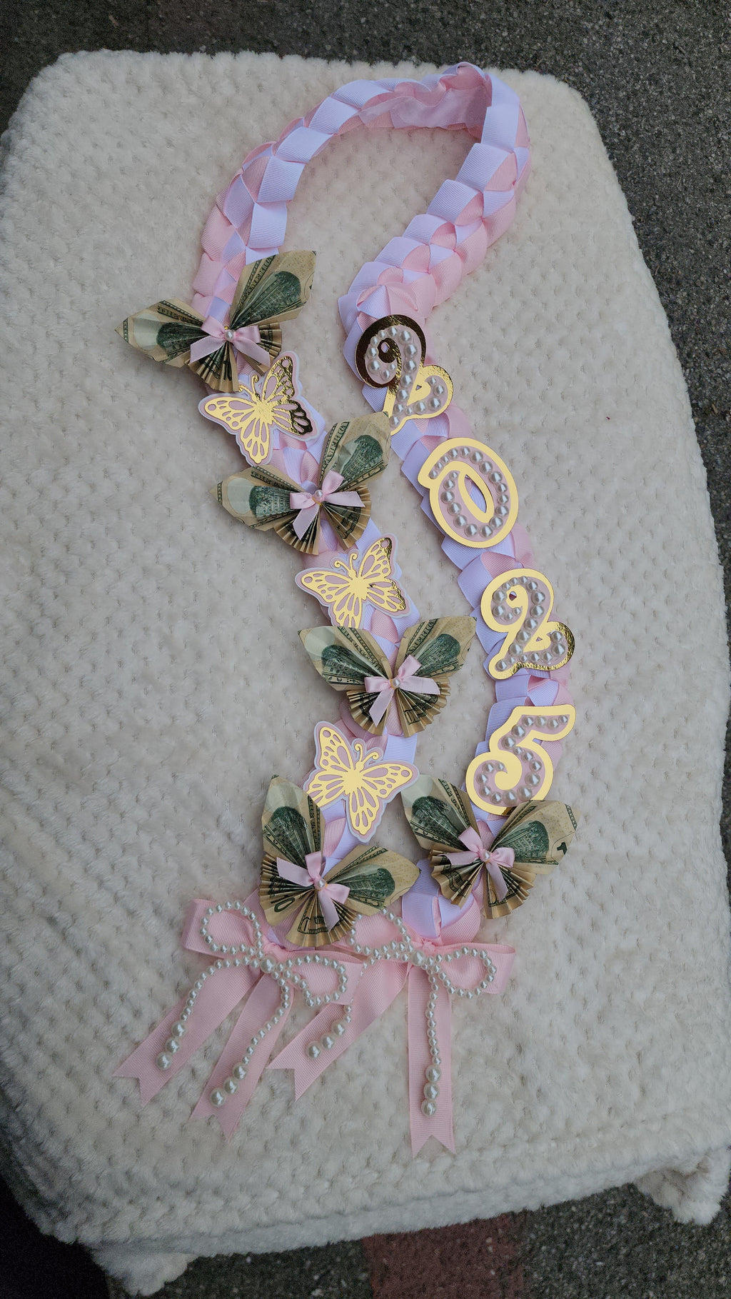 Money Lei, Graduation leis with money butterflies, Coquette Style