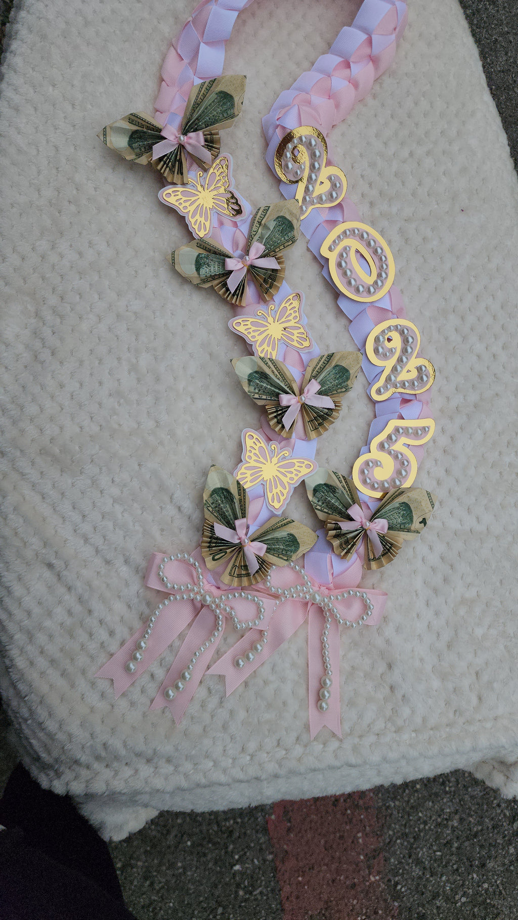 Money Lei, Graduation leis with money butterflies, Coquette Style
