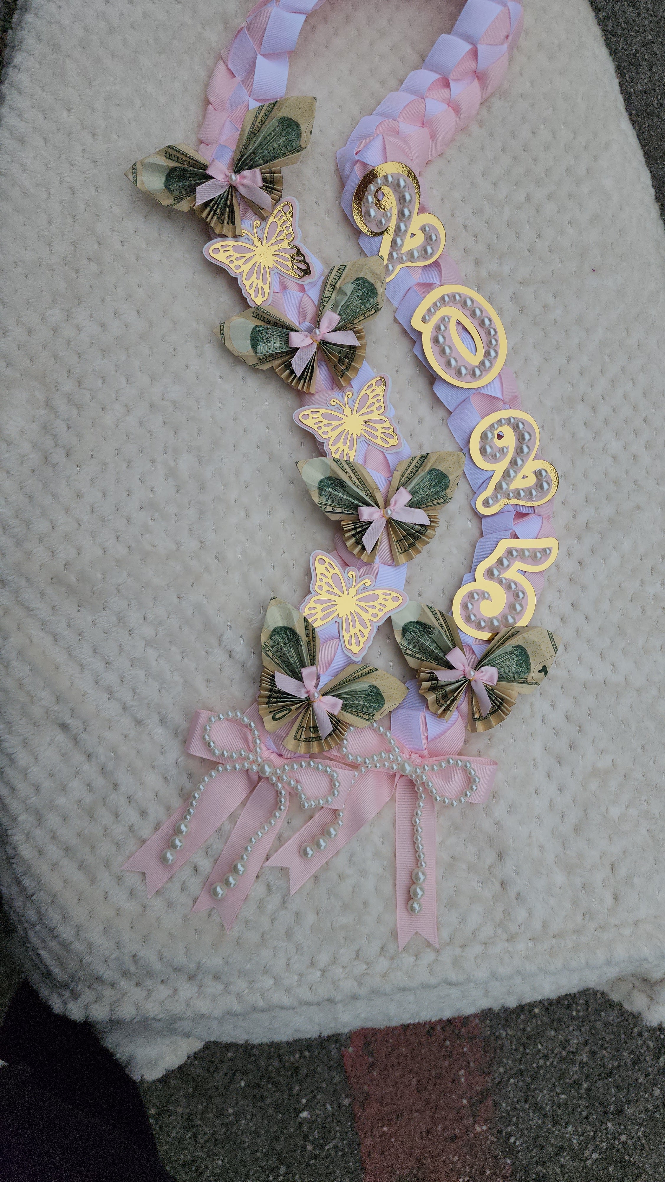 Money Lei, Graduation leis with money butterflies, Coquette Style