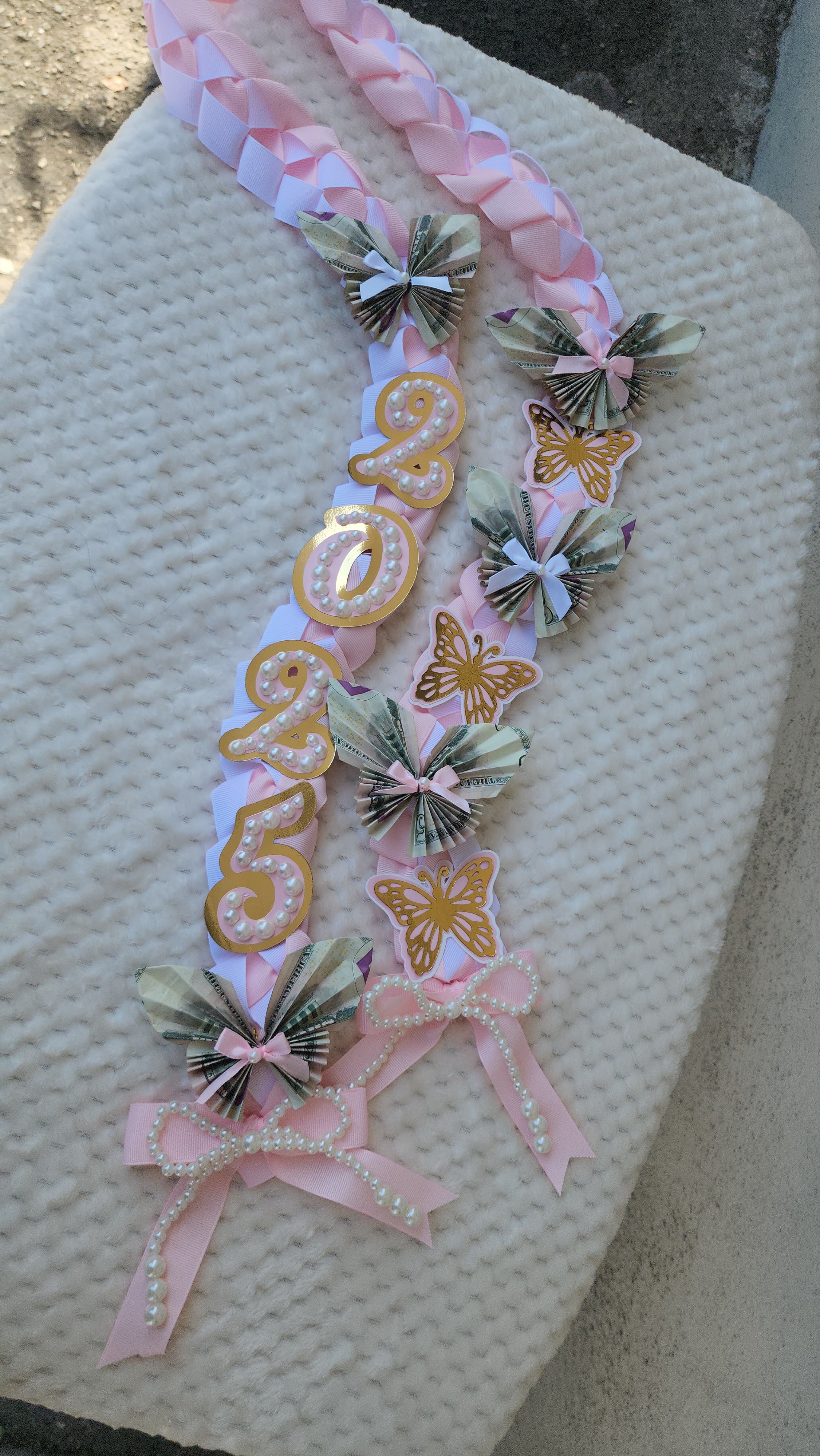 Money Lei, Graduation leis with money butterflies, Coquette Style