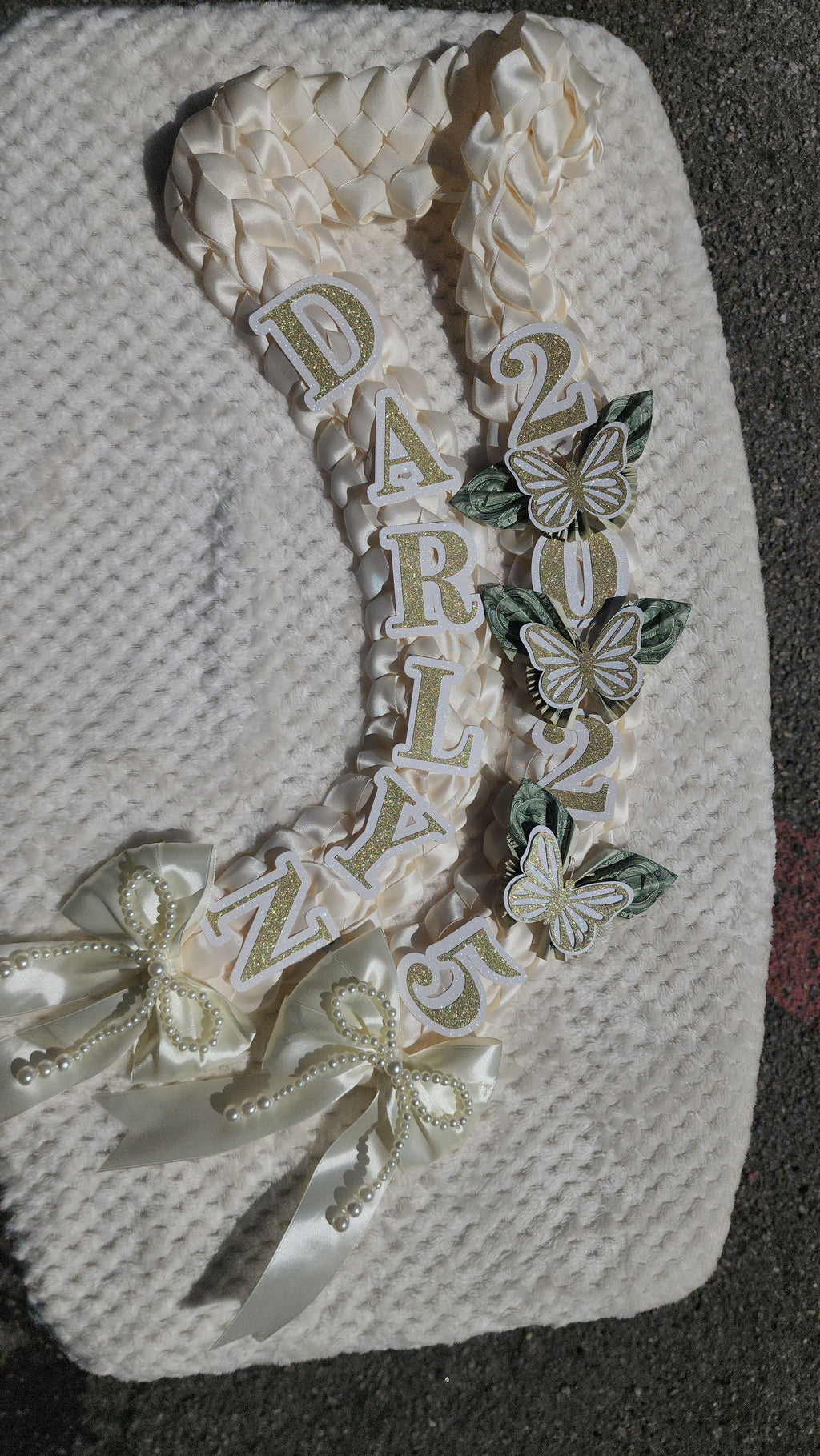 Money Lei, Graduation leis with money butterflies, Double Braided Style