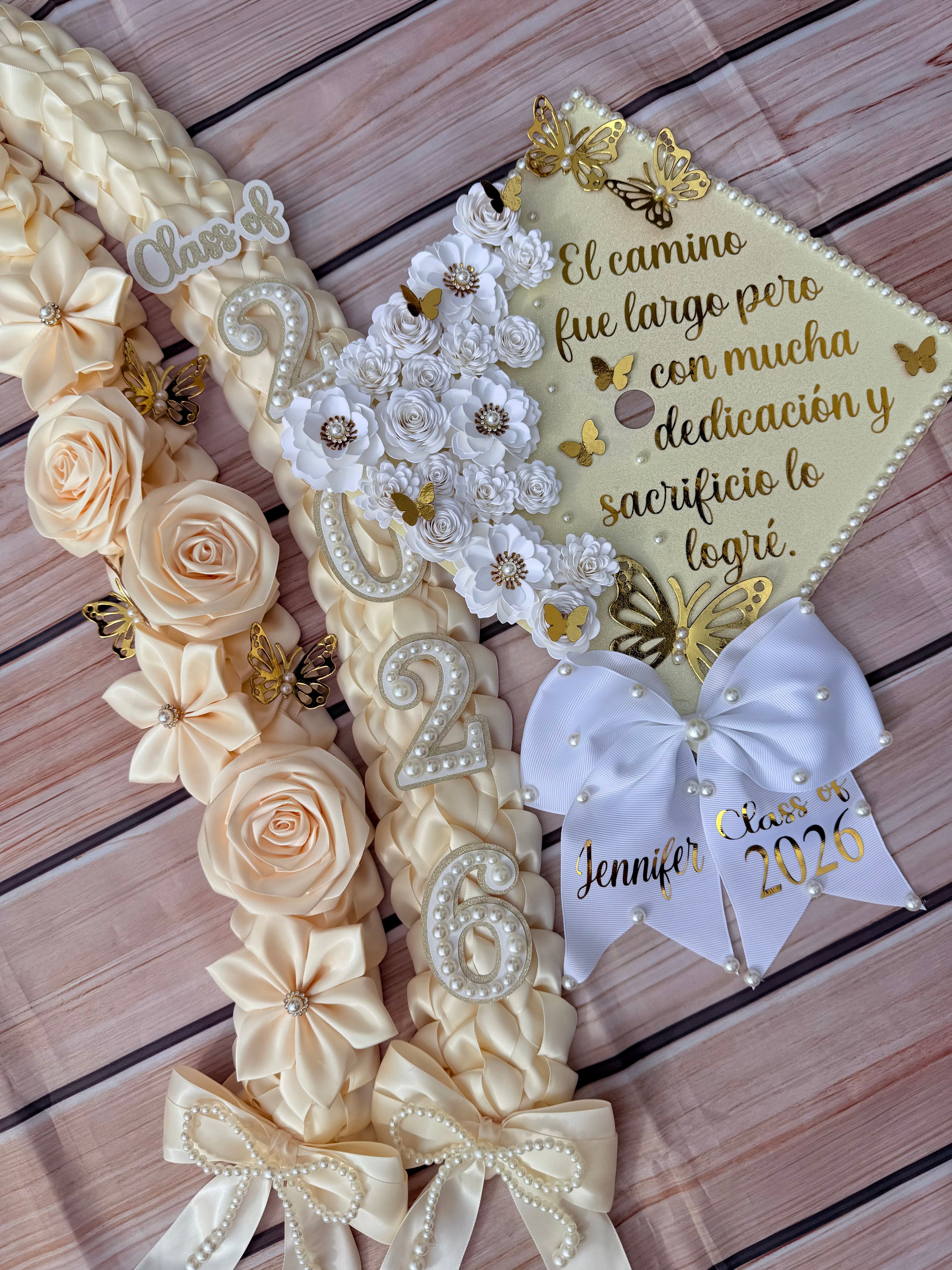 Graduation Lei and Cap Set, Ribbon Lei, Class of 2026 Gift