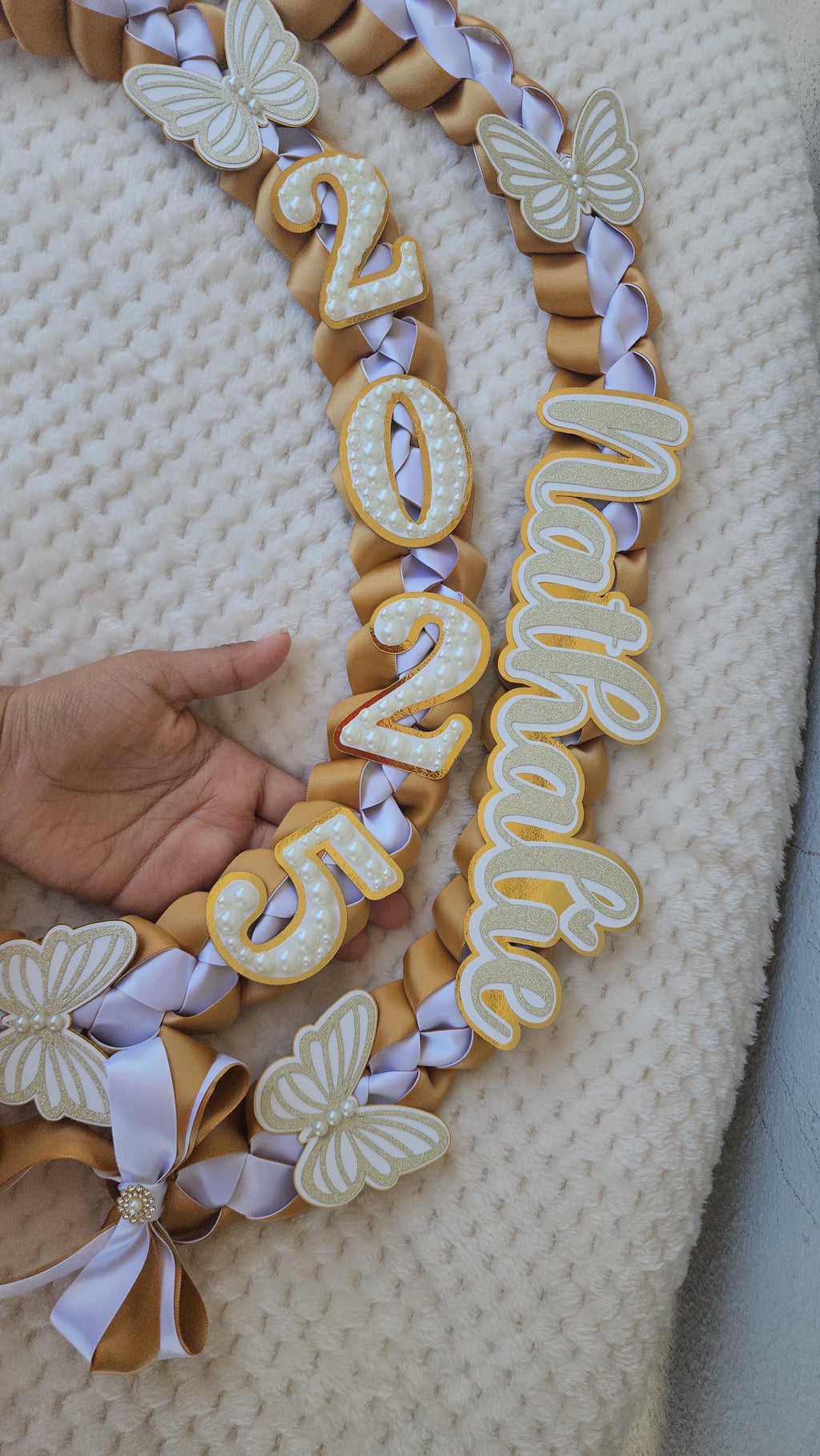 Graduation Lei Coquette with Pearls and butterflies, Class of 2026, Senior gift