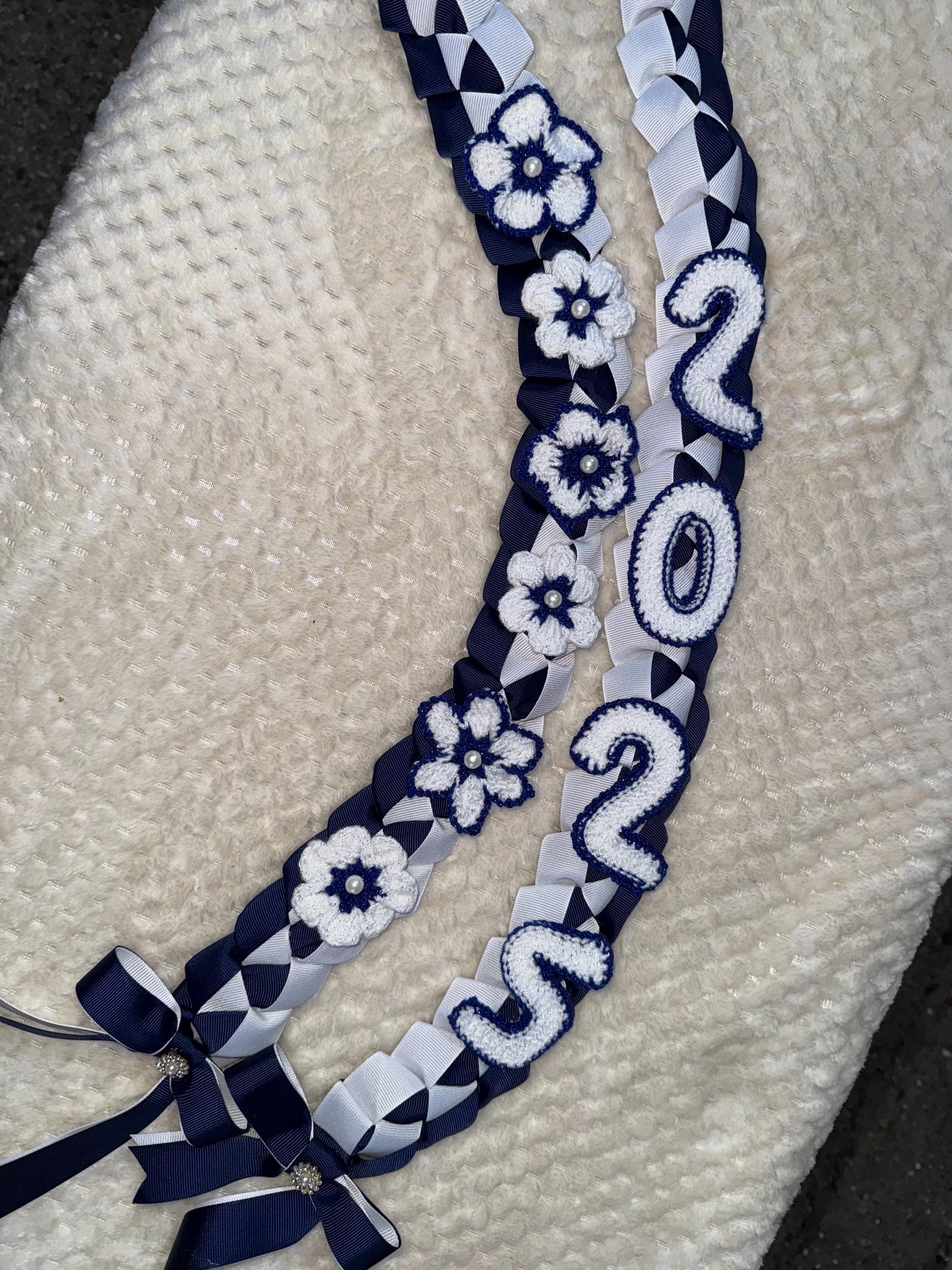 Crochet Graduation Lei 2026 Handmade Ribbon Lei with Flowers