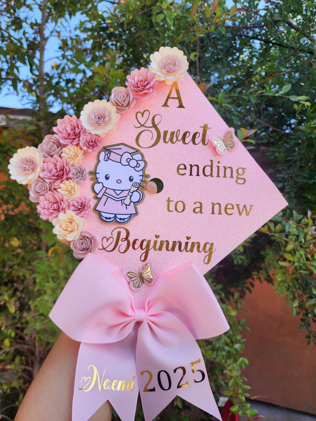 Graduation Cap Topper, handmade Paper Flowers, Personalized Grad Cap, Class of 2026