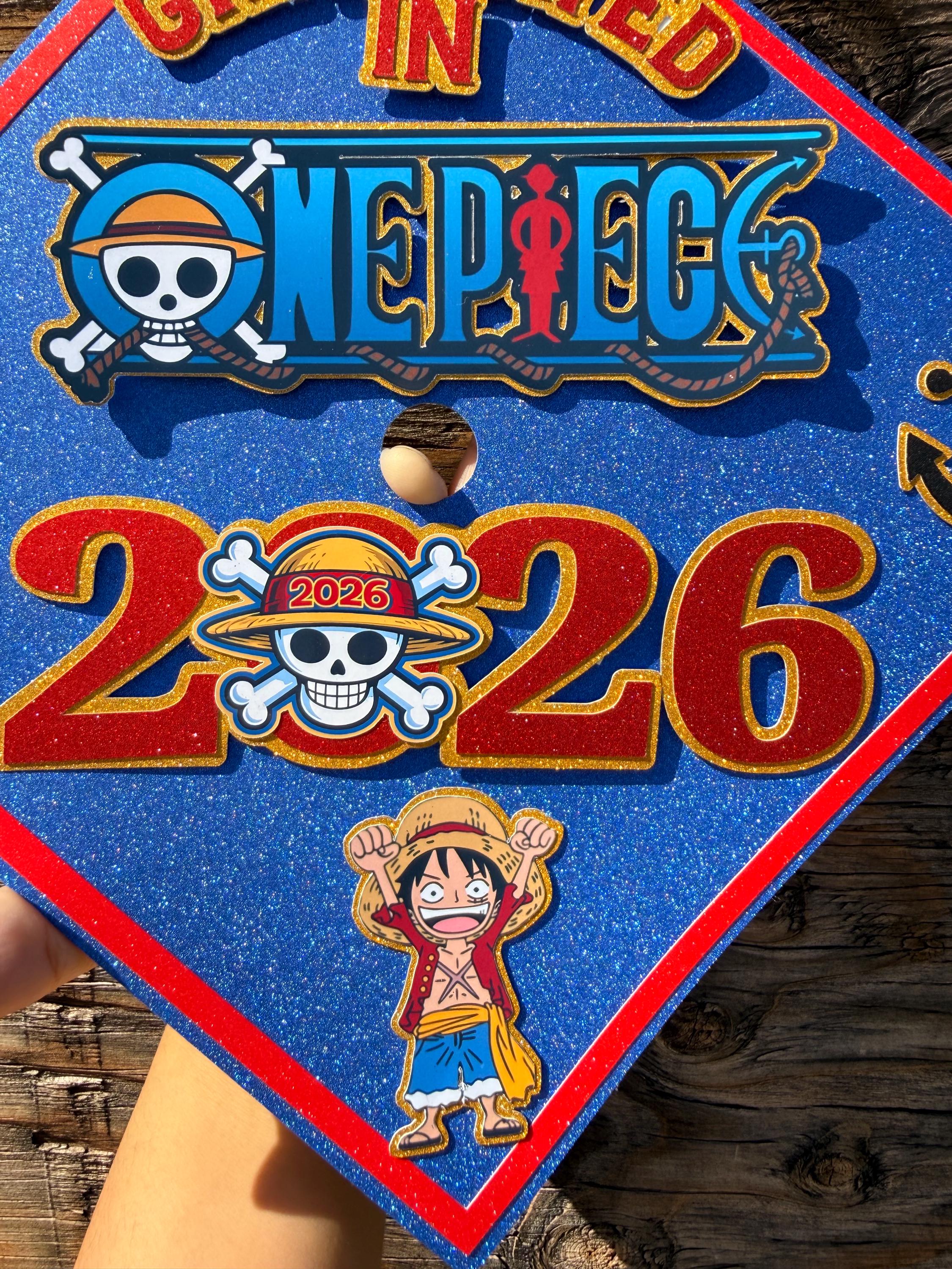 One piece inspired Graduation Cap Topper for boys, Personalized Grad Cap, Class of 2026