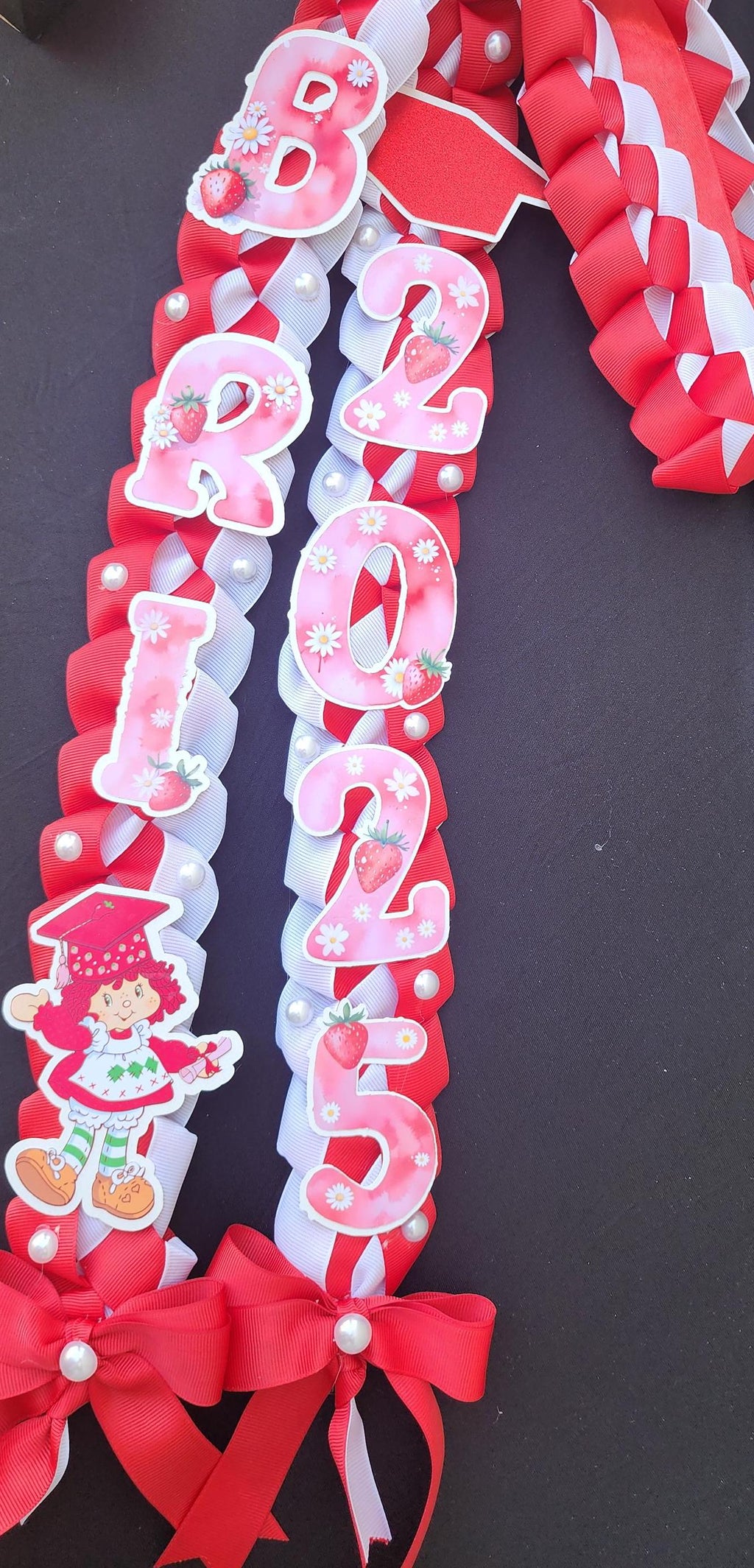 Strawberry Graduation Ribbon Lei, Senior Class of 2026 lei, Grad Gift