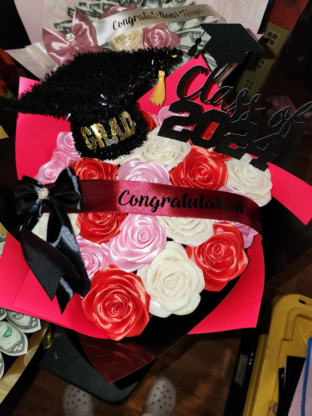 graduation bouquet of handmade eternal roses, rosas eternas, forever roses, birthday flowers