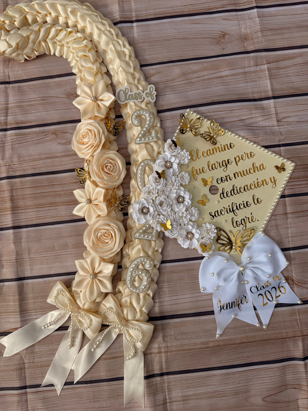 Graduation Lei and Cap Set, Ribbon Lei, Class of 2026 Gift