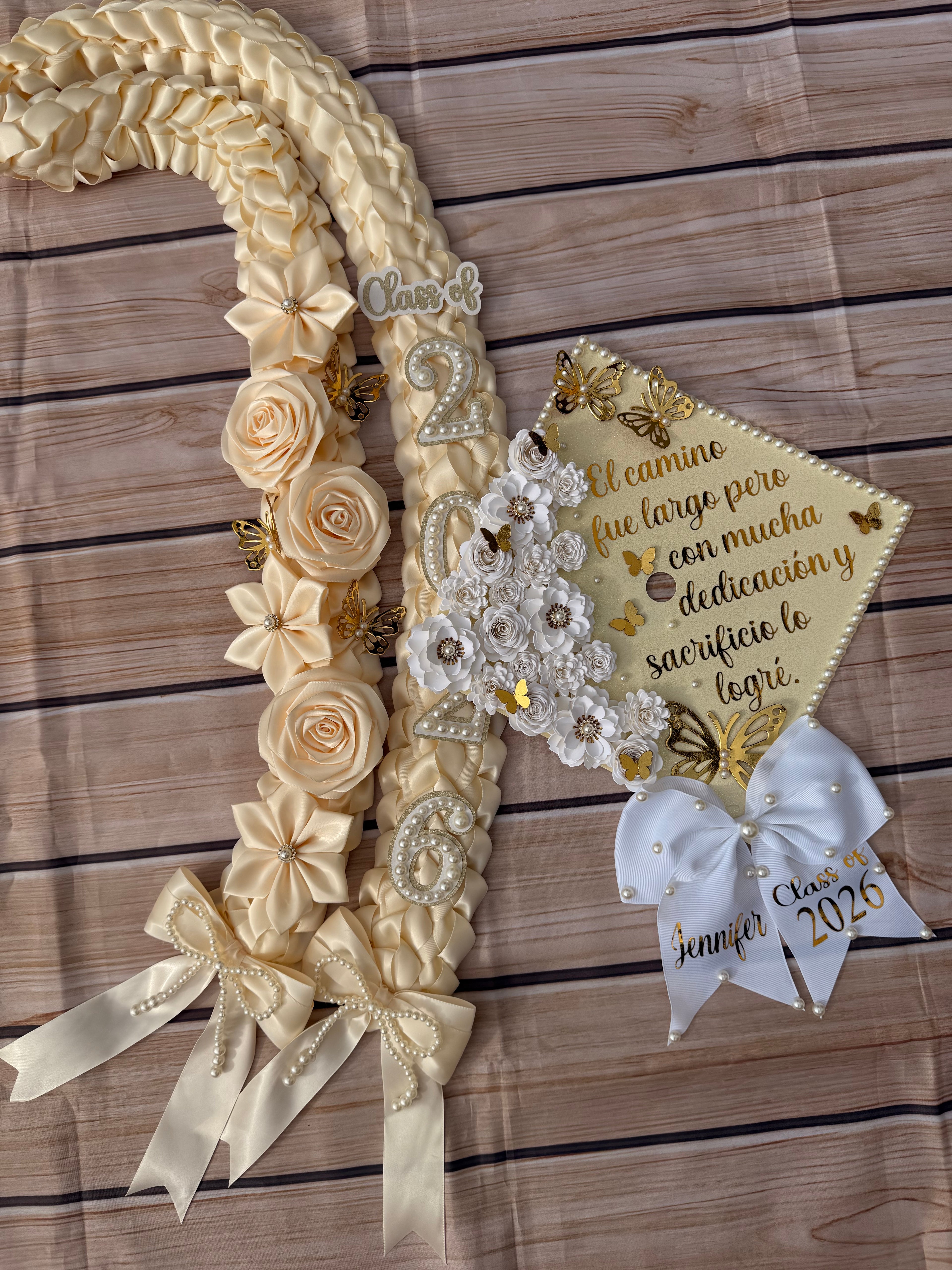 Graduation Lei and Cap Set, Ribbon Lei, Class of 2026 Gift