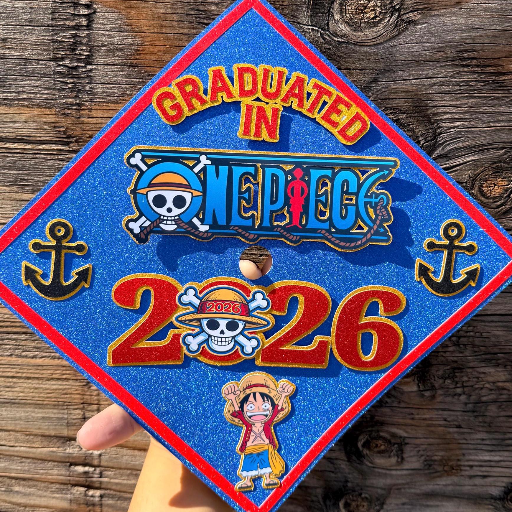 One piece inspired Graduation Cap Topper for boys, Personalized Grad Cap, Class of 2026