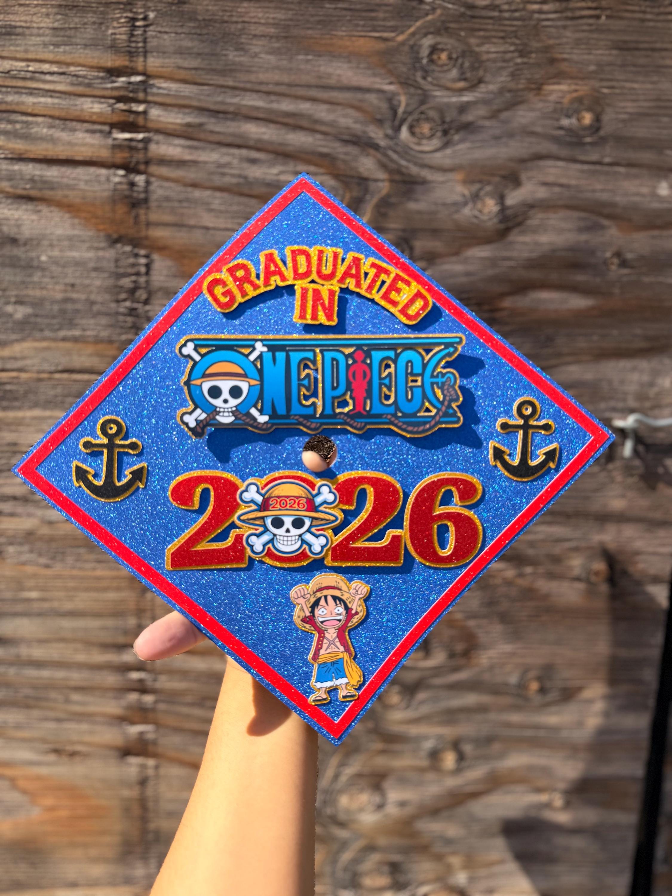 One piece inspired Graduation Cap Topper for boys, Personalized Grad Cap, Class of 2026