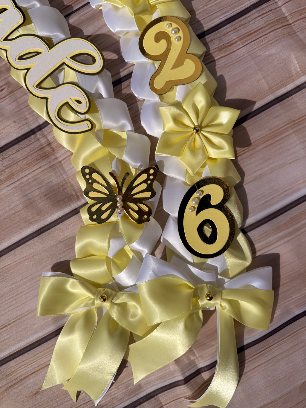 Graduation Ribbon Lei 2026 Satin Braid Lei Personalized Name Graduation Lei Butterfly Grad Lei High School or College gift