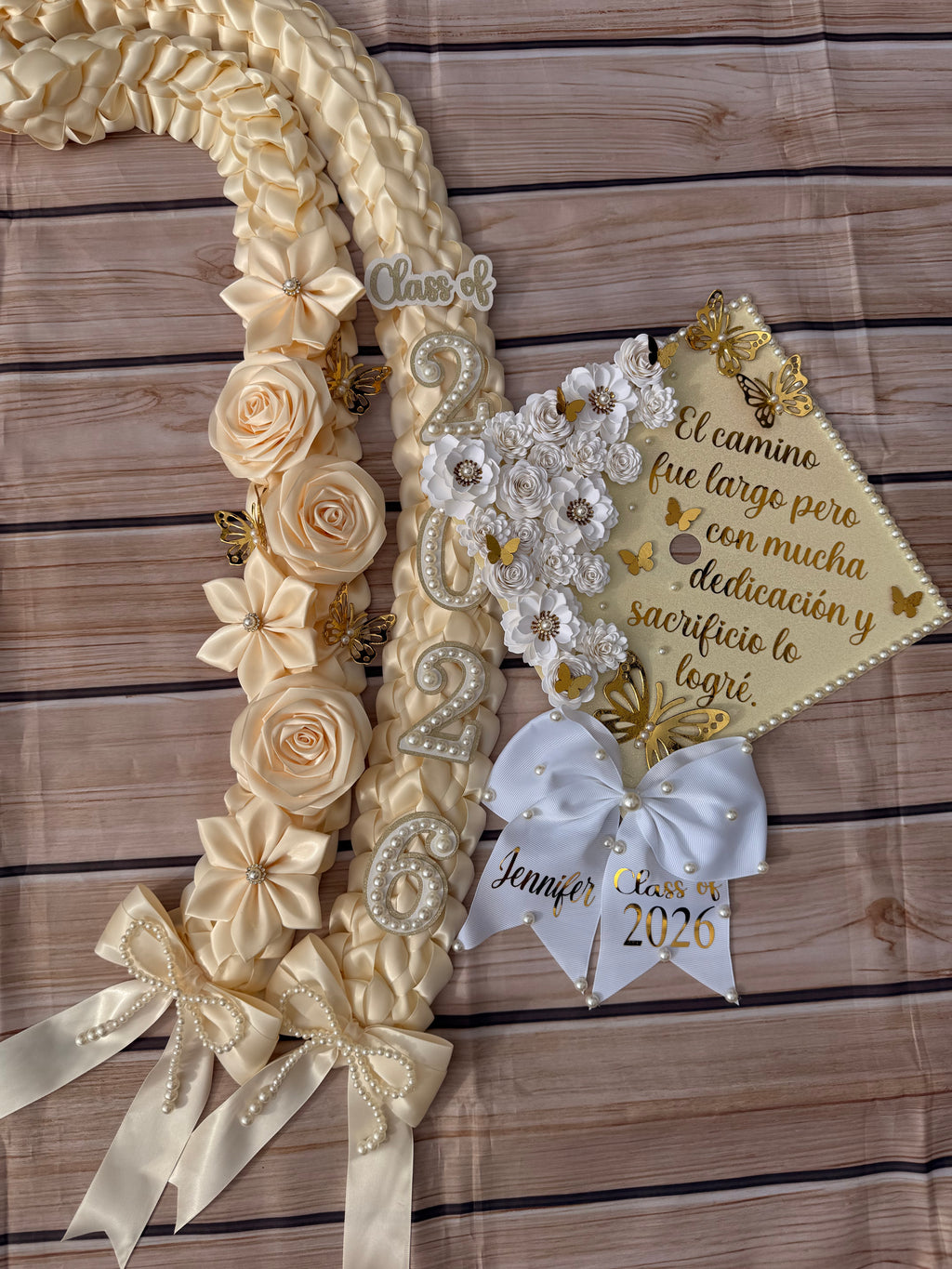 Graduation Lei and Cap Set, Ribbon Lei, Class of 2026 Gift