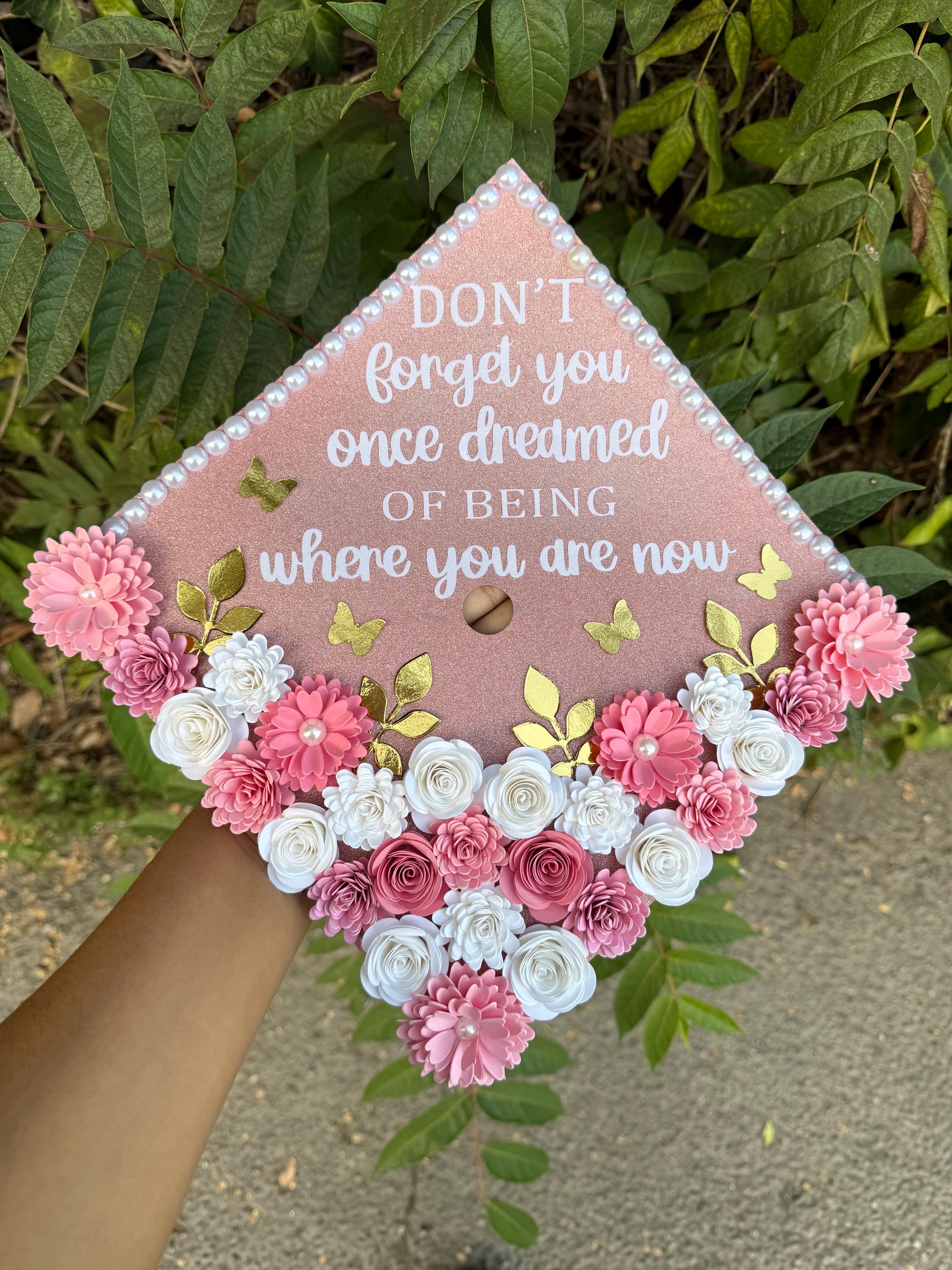 Graduation Topper, handmade Paper Flowers, Personalized Grad Cap, Class of 2026 custom topper