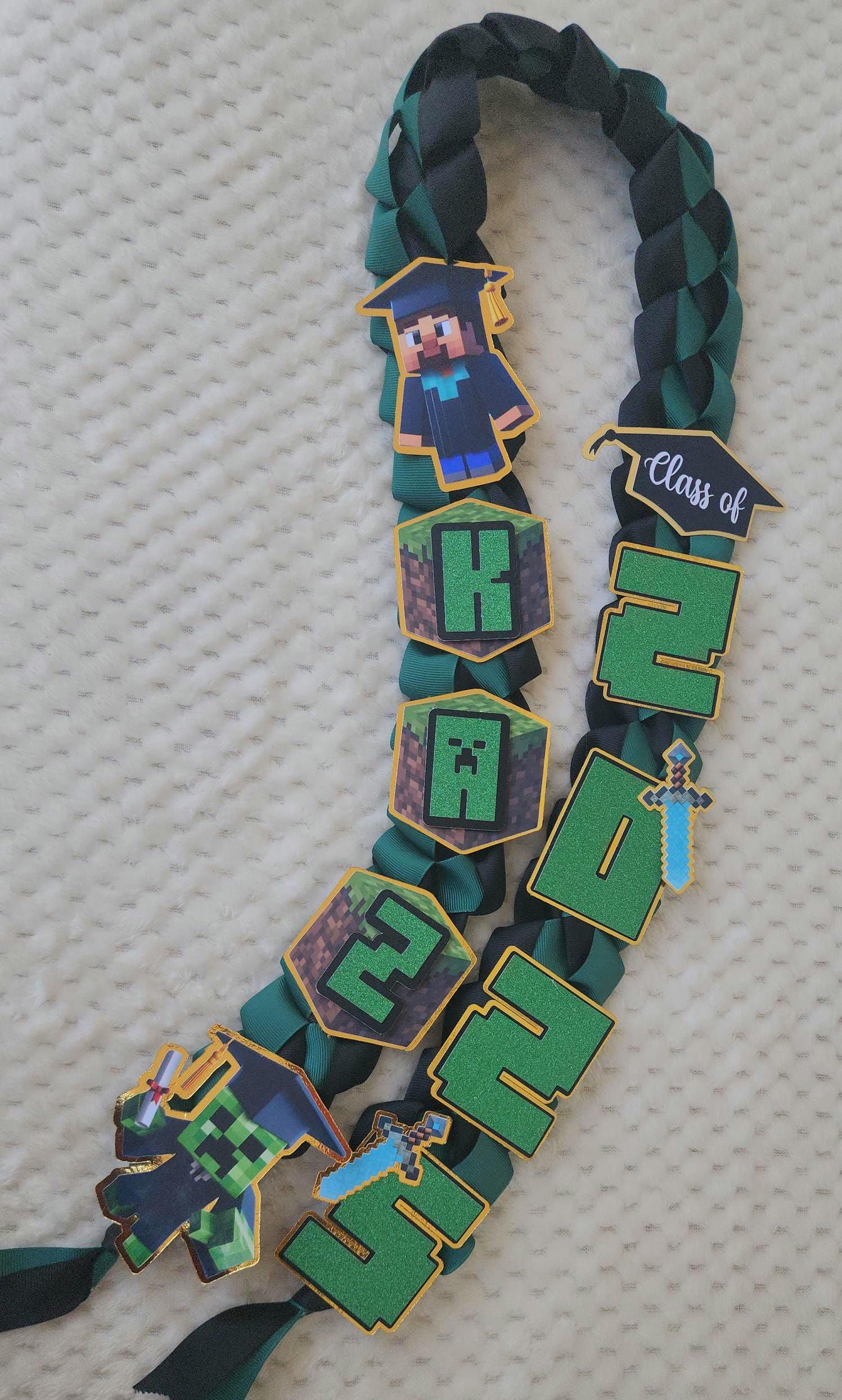 Minecraft Graduation Ribbon Lei, Senior Gift, Class of 2026 gift, Kindergarten Leis