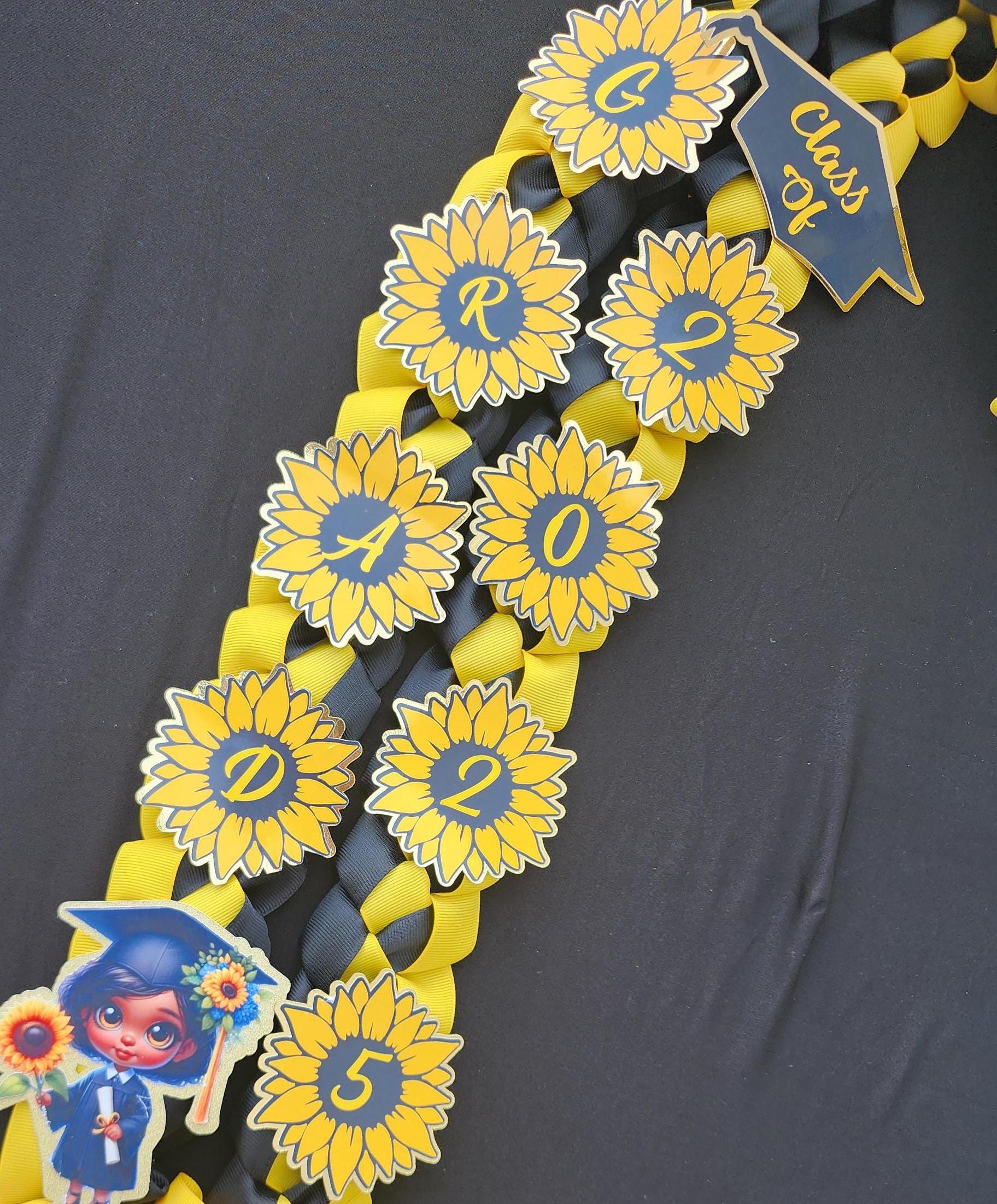 Sunflower Graduation Lei: Custom Ribbon Lei, Class of 2026