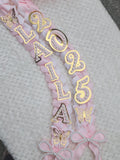 Coquette Pearl Graduation Ribbon Lei: Custom Senior Gift, Class of 2026