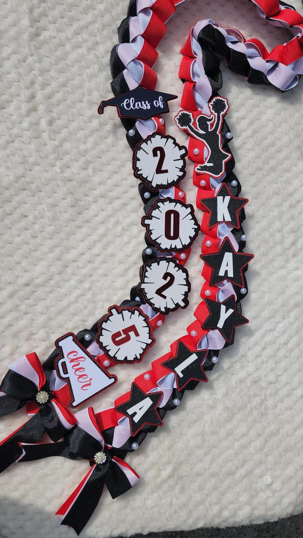 Cheerleader Graduation Ribbon Lei: Custom Senior Night Gift, Class 2026