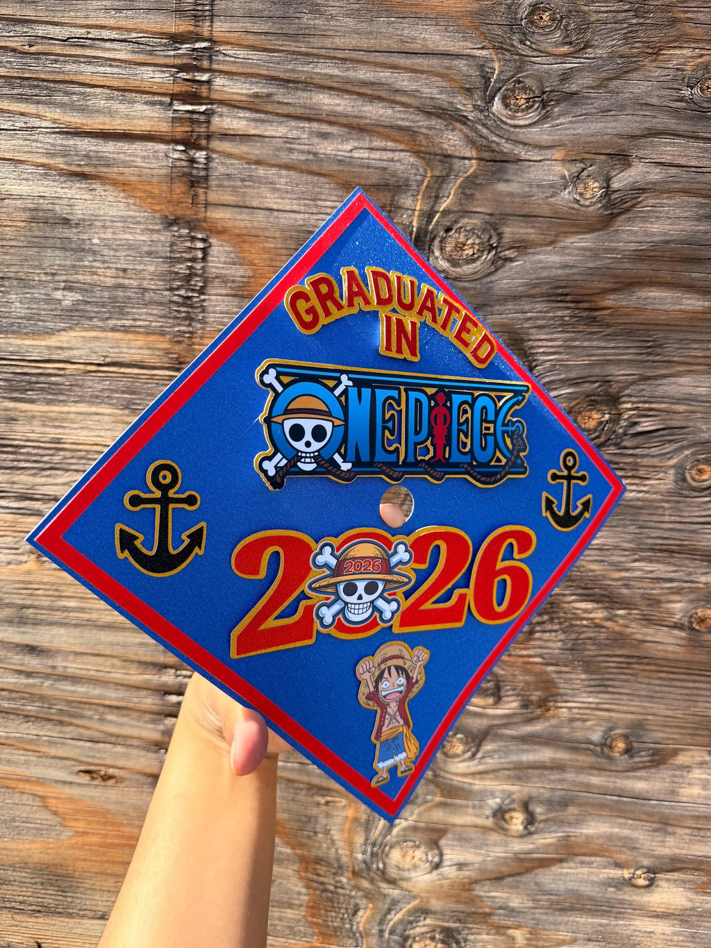 One piece inspired Graduation Cap Topper for boys, Personalized Grad Cap, Class of 2026