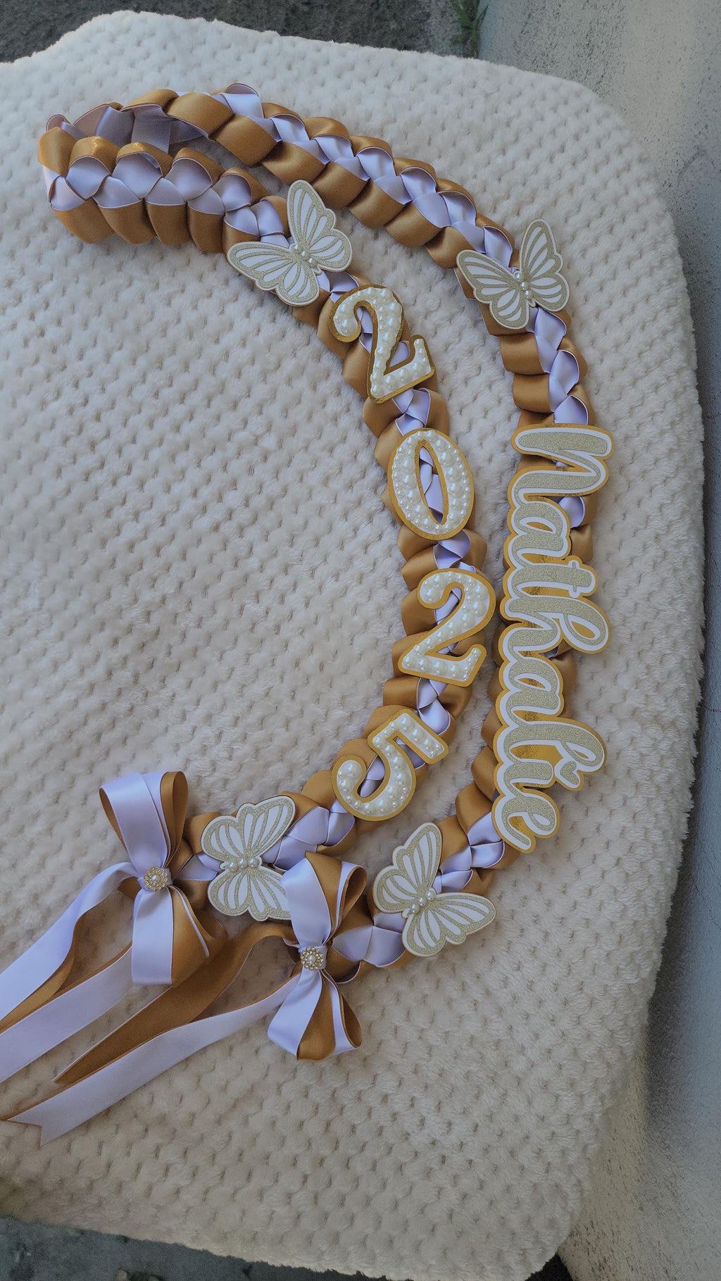 Graduation Lei Coquette with Pearls and butterflies, Class of 2026, Senior gift