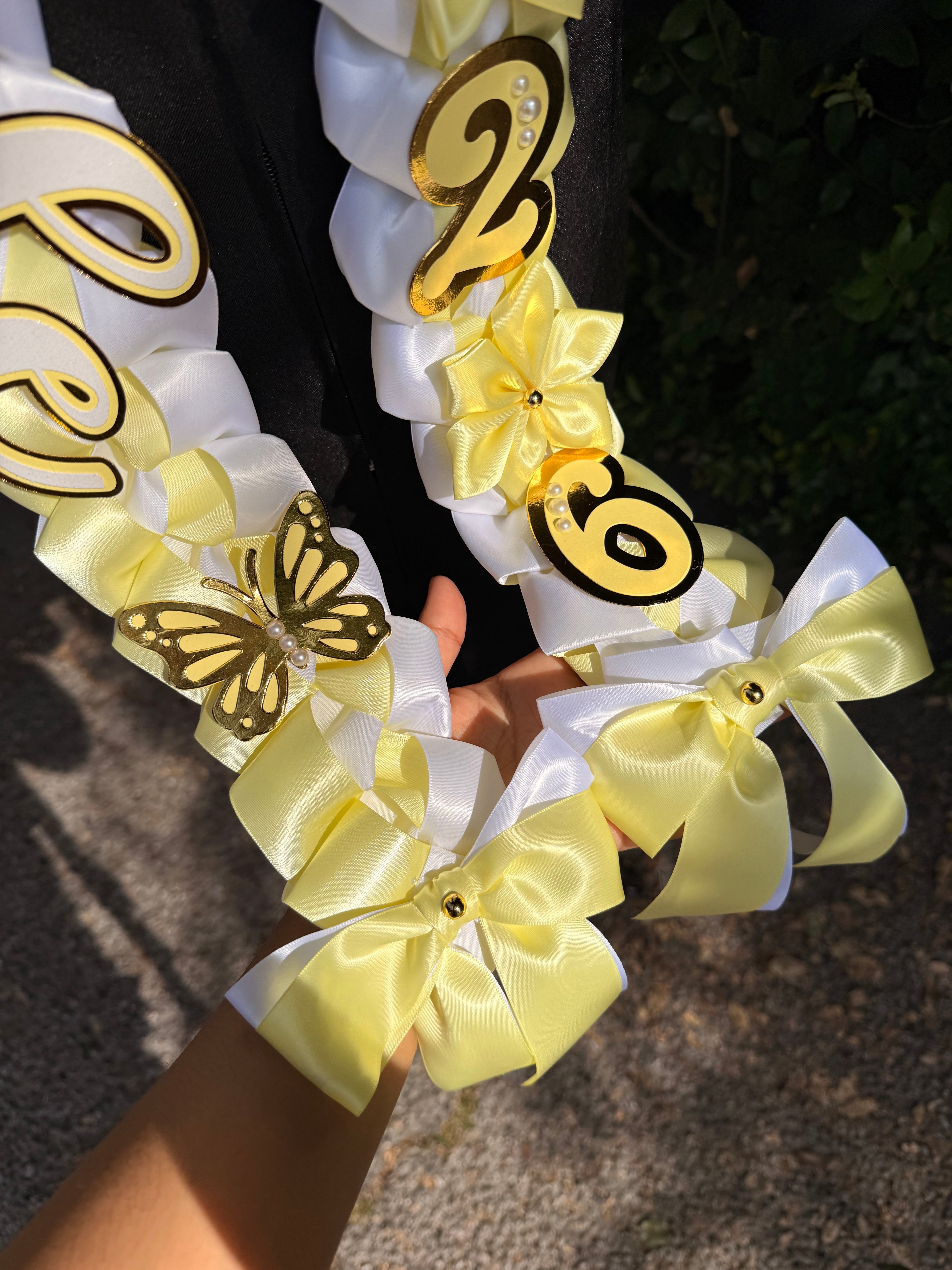 Graduation Ribbon Lei 2026 Satin Braid Lei Personalized Name Graduation Lei Butterfly Grad Lei High School or College gift