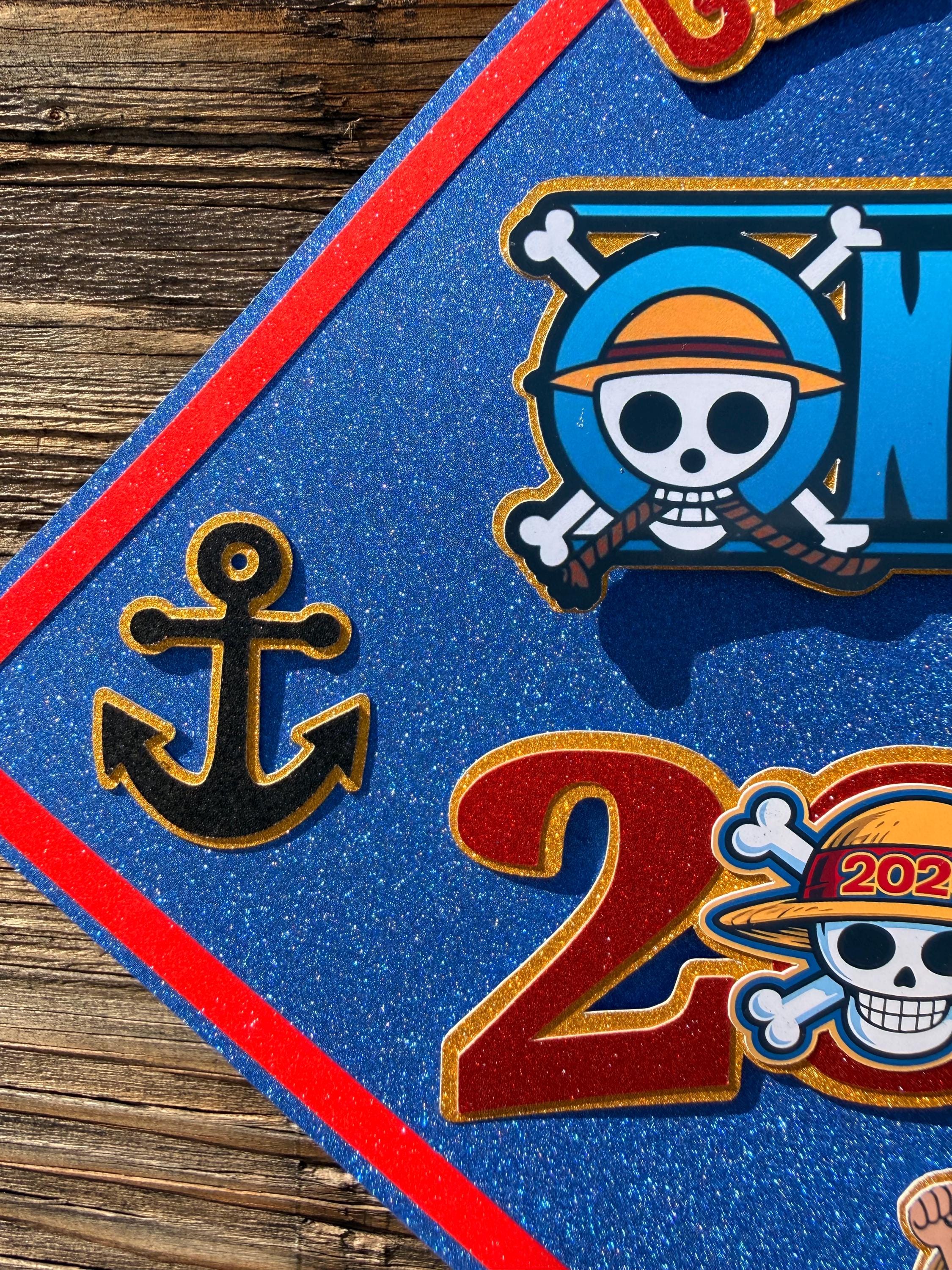 One piece inspired Graduation Cap Topper for boys, Personalized Grad Cap, Class of 2026