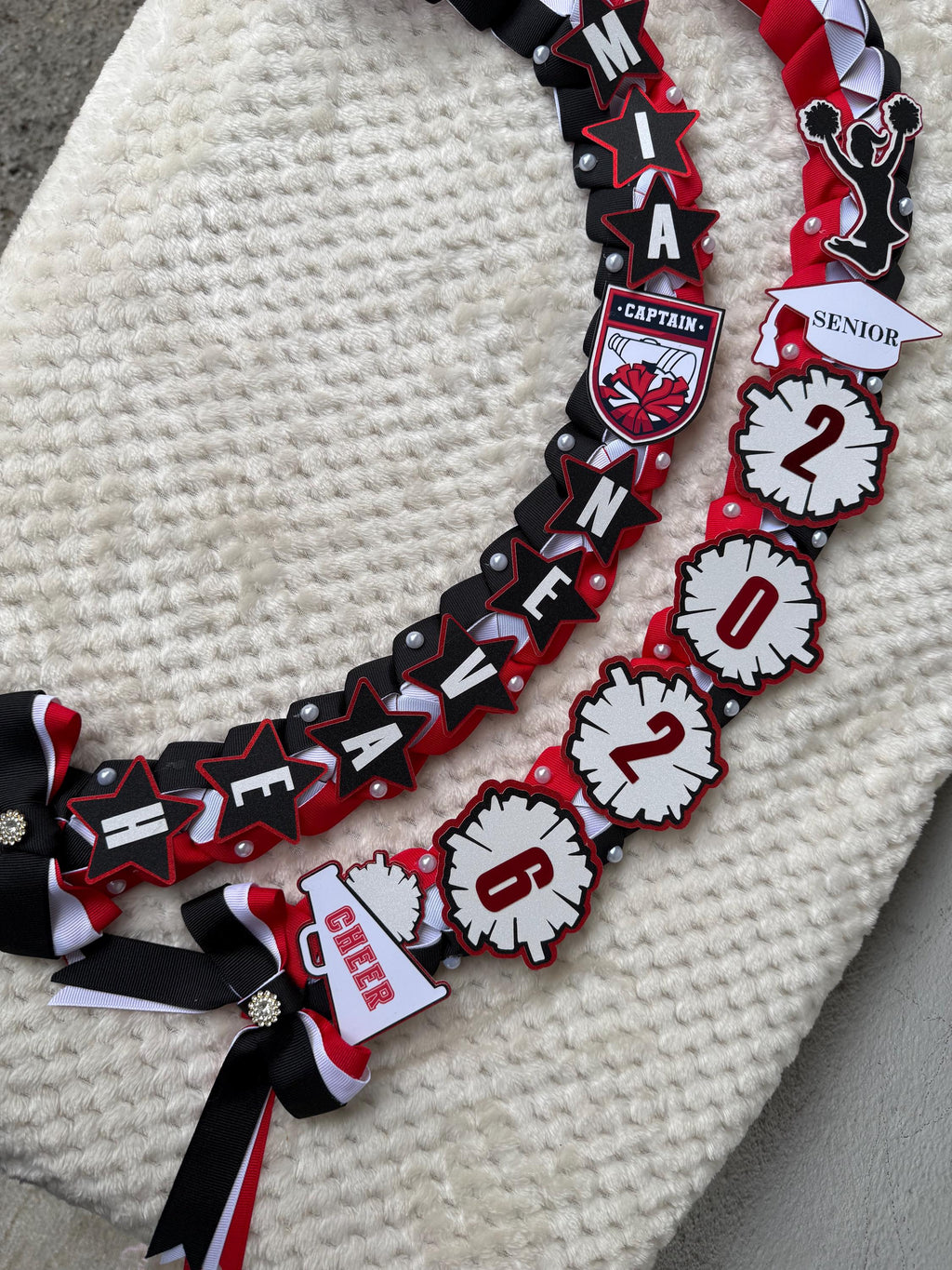 Cheerleader Graduation Ribbon Lei Custom Senior Night Gift Class 2026