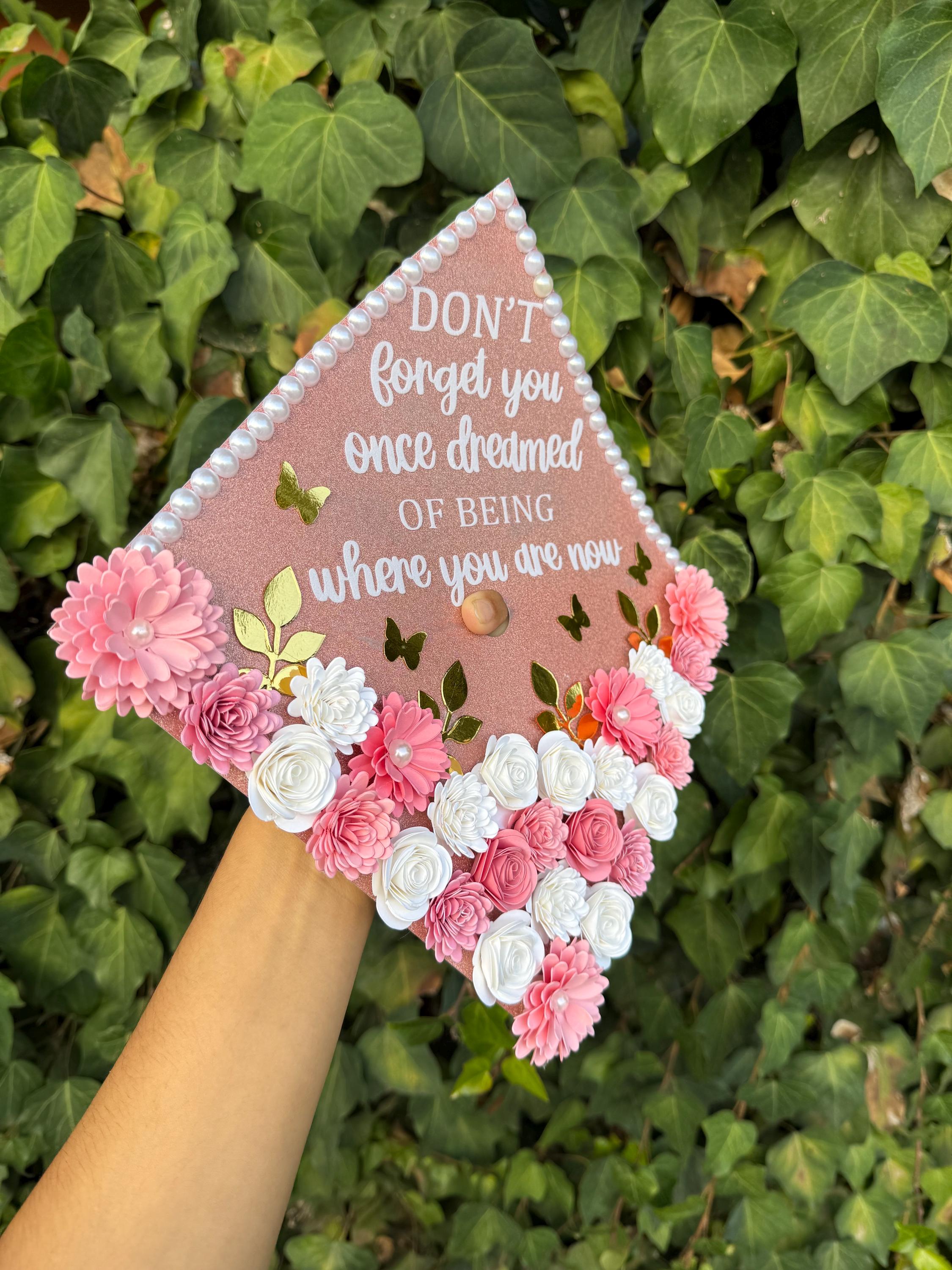 Graduation Topper, handmade Paper Flowers, Personalized Grad Cap, Class of 2026 custom topper