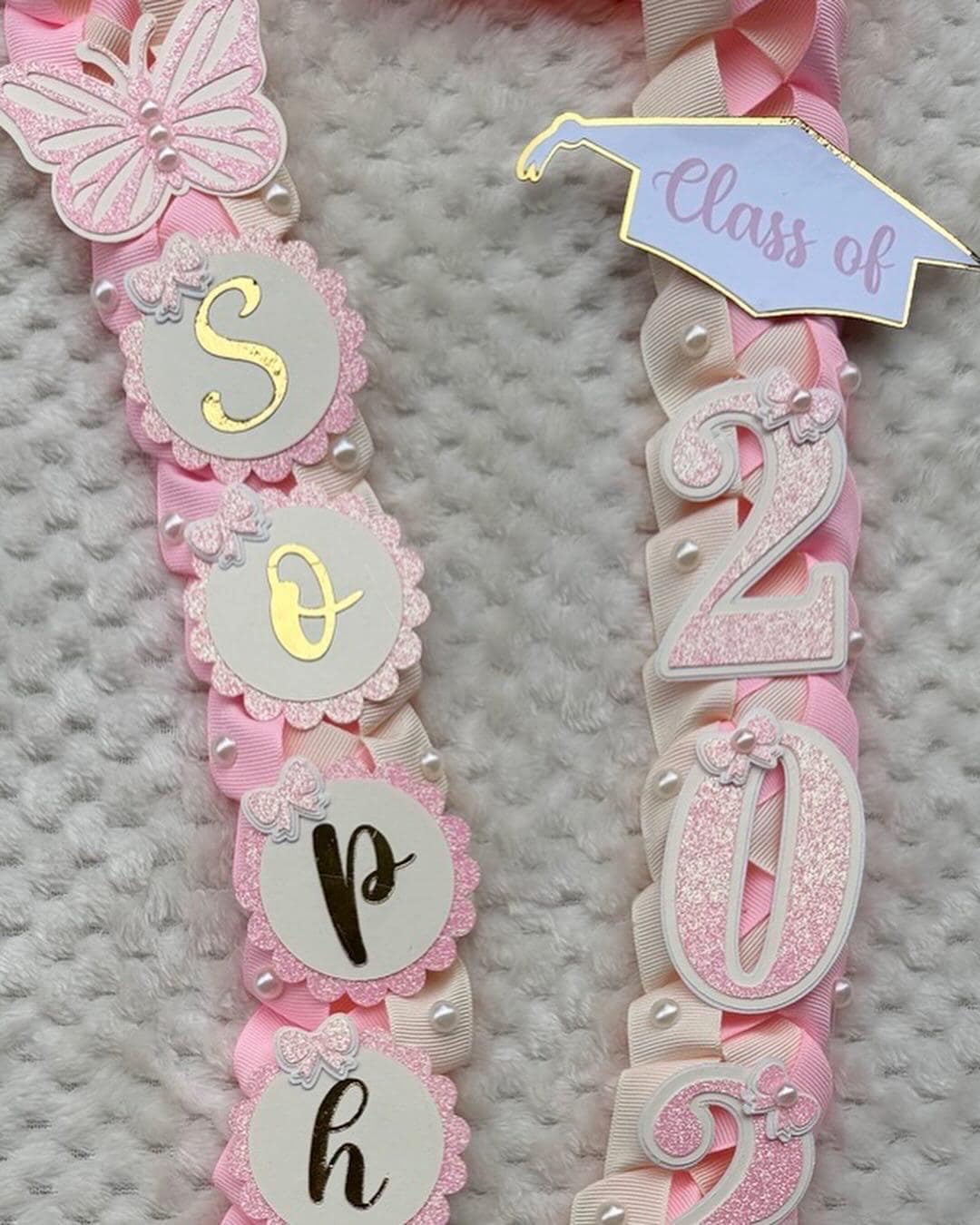 Graduation Lei 2026, Coquette Pearl gift, Class of 26 senior gift