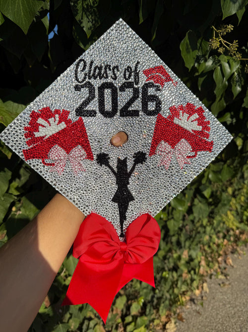 Bling Cheerleader Graduation Cap Topper • Class of 2026