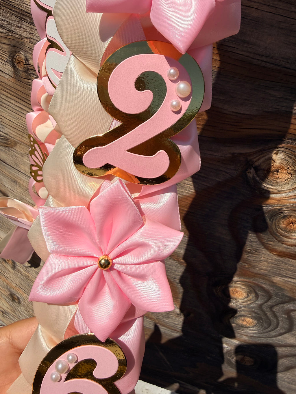 Graduation Ribbon Lei 2026 Pink Satin Braid Lei Personalized Name Graduation Lei Butterfly Grad Lei High School or College gift