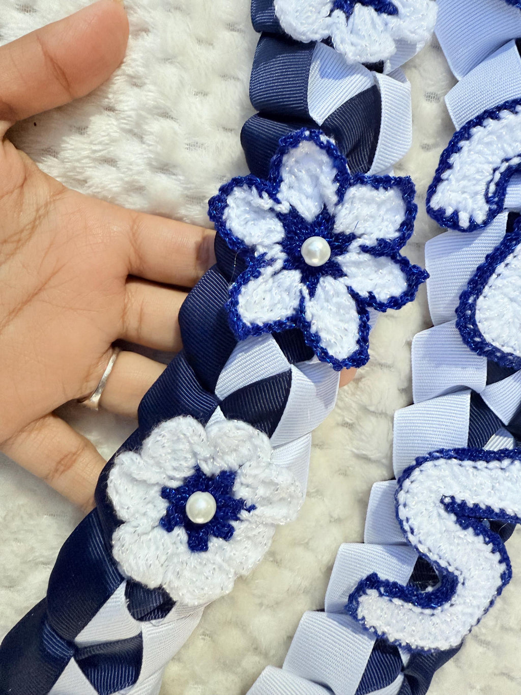 Crochet Graduation Lei 2026 Handmade Ribbon Lei with Flowers