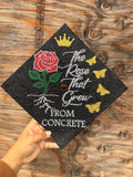 Rhinestone Graduation Cap Topper, bedazzled grad gift, Concrete Rose