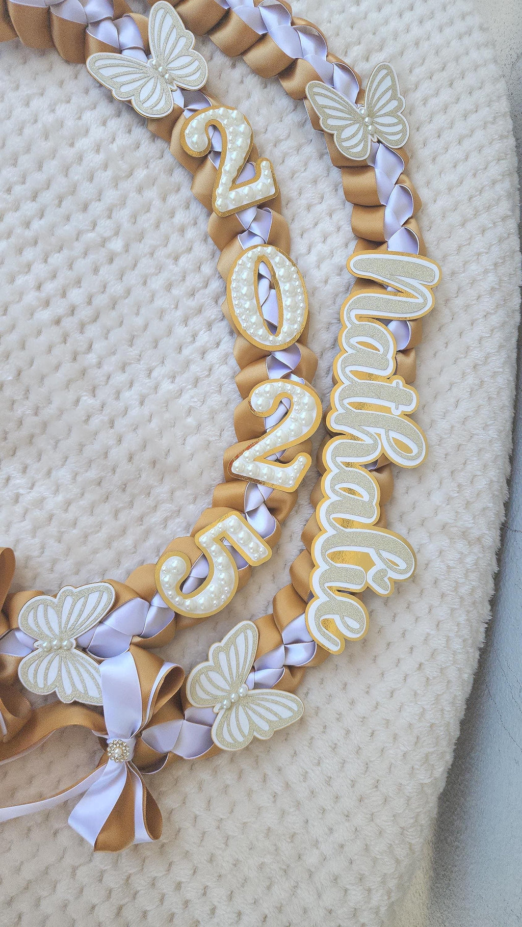 Graduation Lei Coquette with Pearls and butterflies, Class of 2026, Senior gift