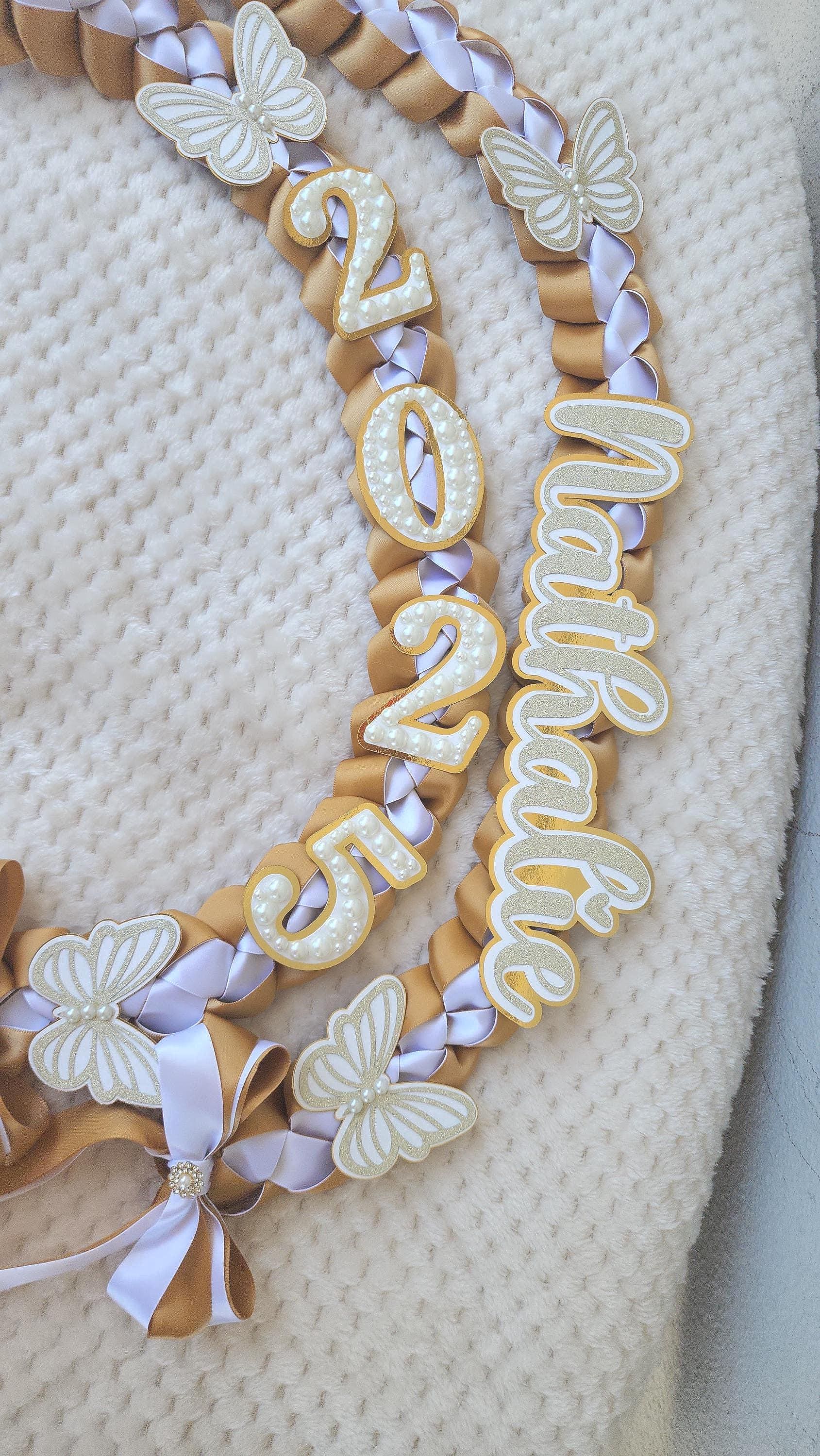 Graduation Lei Coquette with Pearls and butterflies, Class of 2026, Senior gift