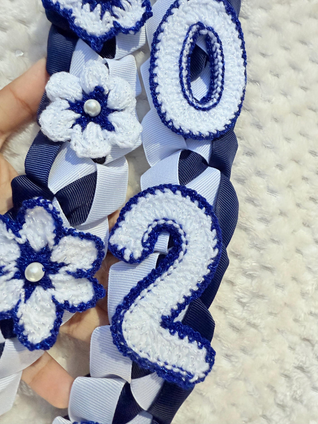 Crochet Graduation Lei 2026 Handmade Ribbon Lei with Flowers