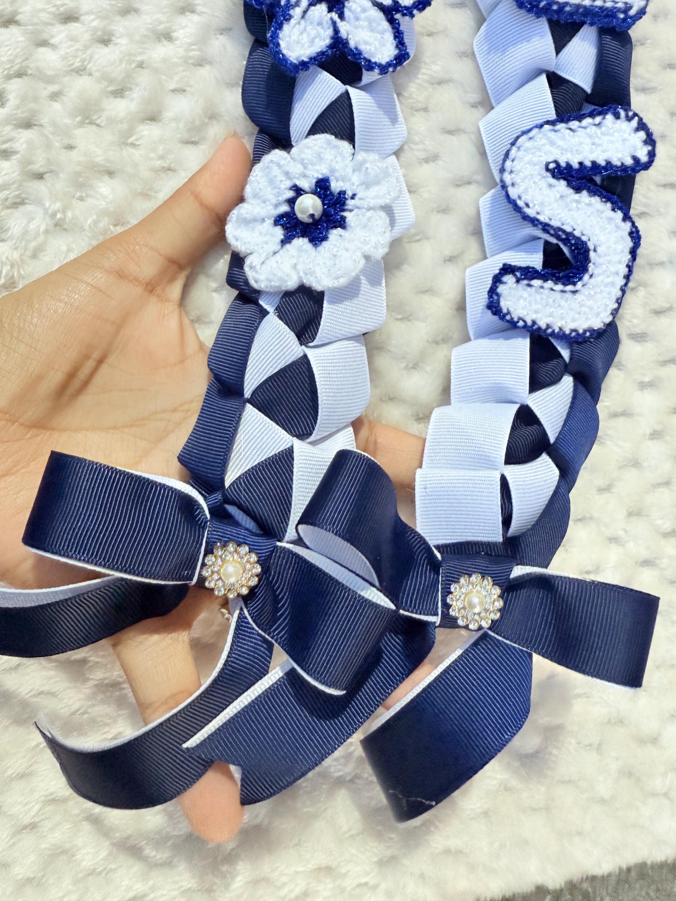 Crochet Graduation Lei 2026 Handmade Ribbon Lei with Flowers