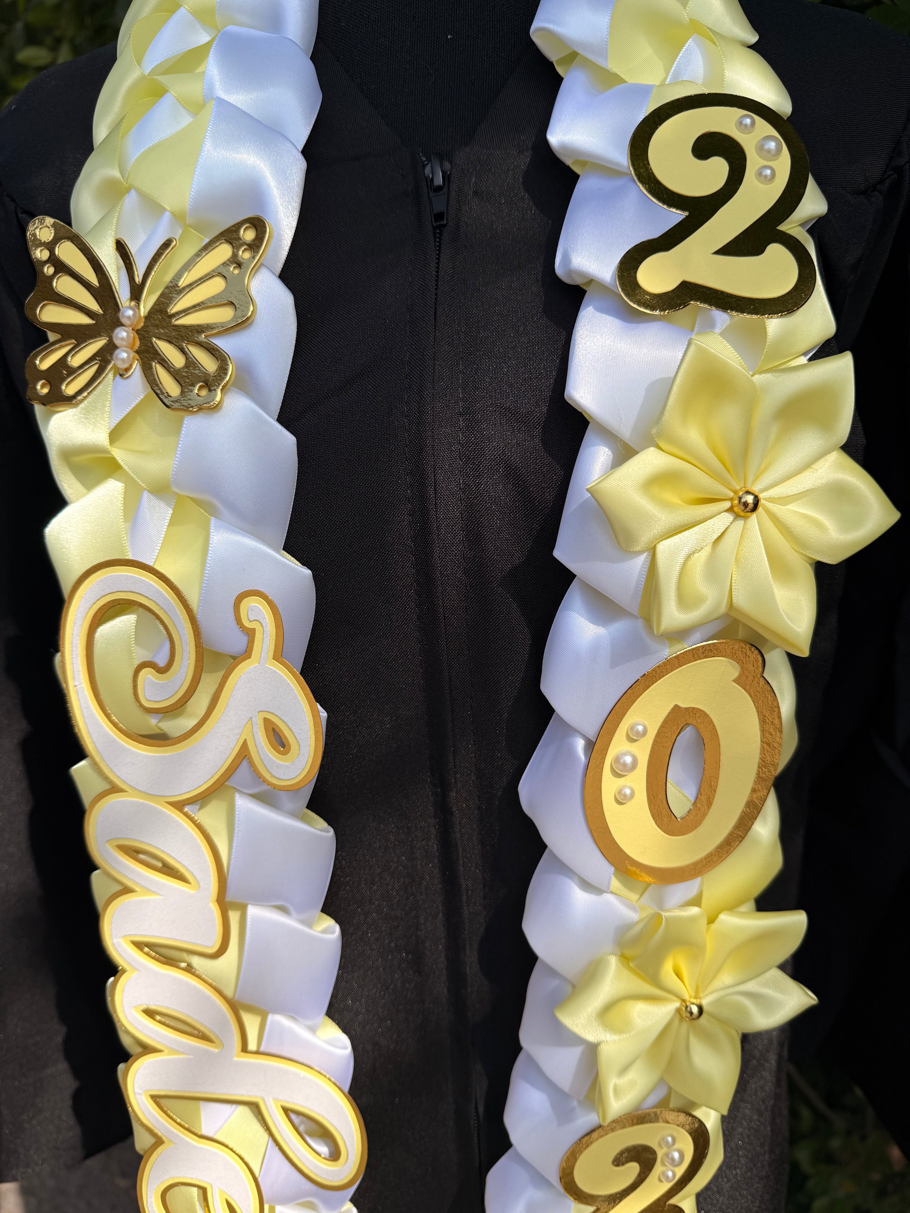 Graduation Ribbon Lei 2026 Satin Braid Lei Personalized Name Graduation Lei Butterfly Grad Lei High School or College gift