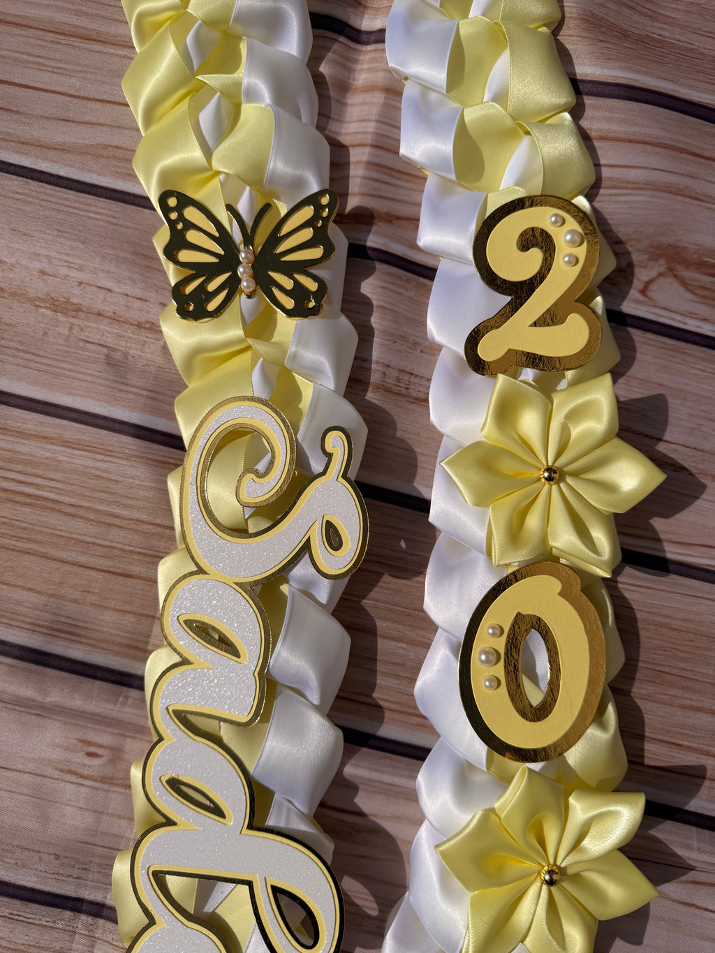 Graduation Ribbon Lei 2026 Satin Braid Lei Personalized Name Graduation Lei Butterfly Grad Lei High School or College gift