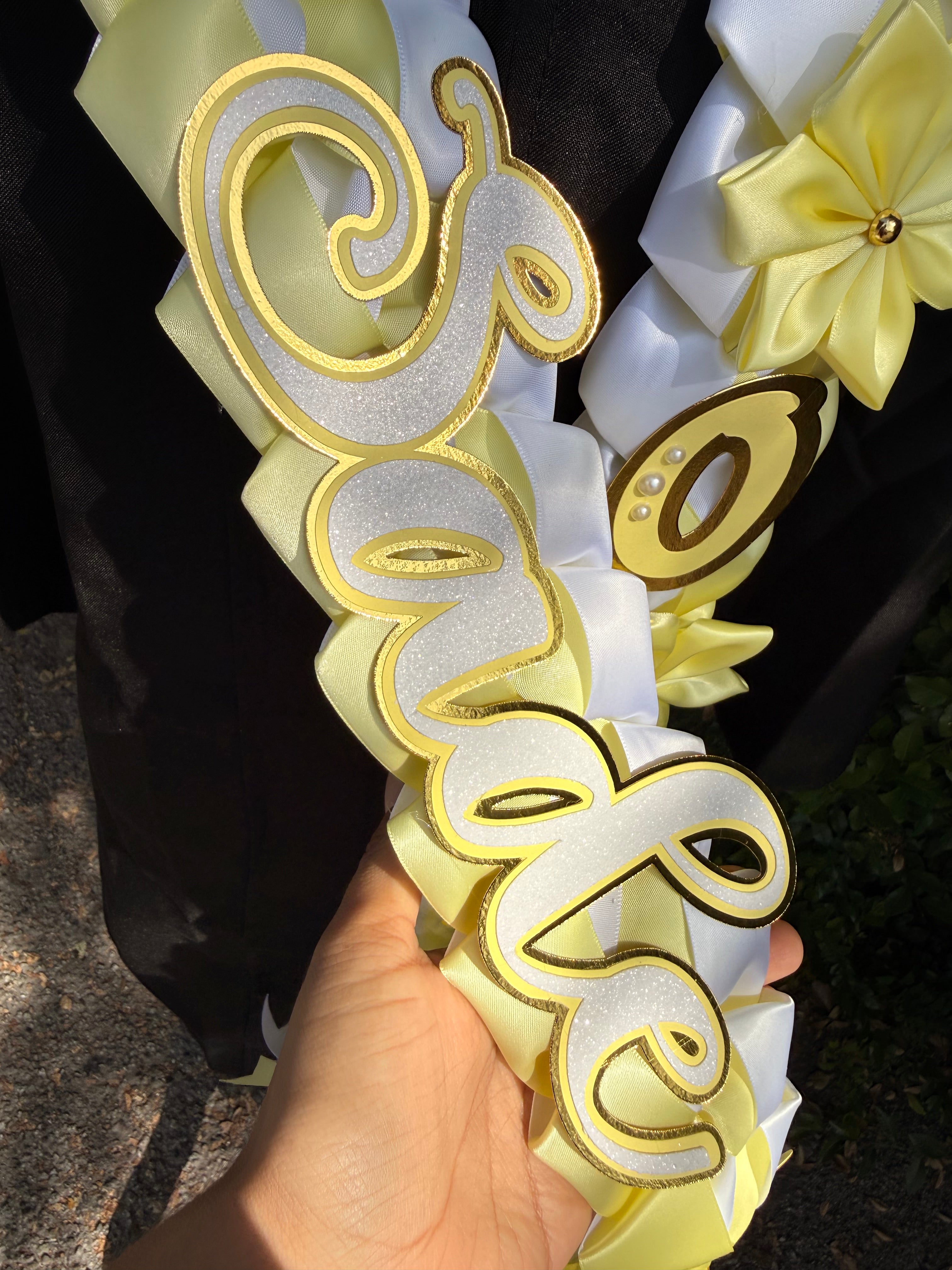 Graduation Ribbon Lei 2026 Satin Braid Lei Personalized Name Graduation Lei Butterfly Grad Lei High School or College gift