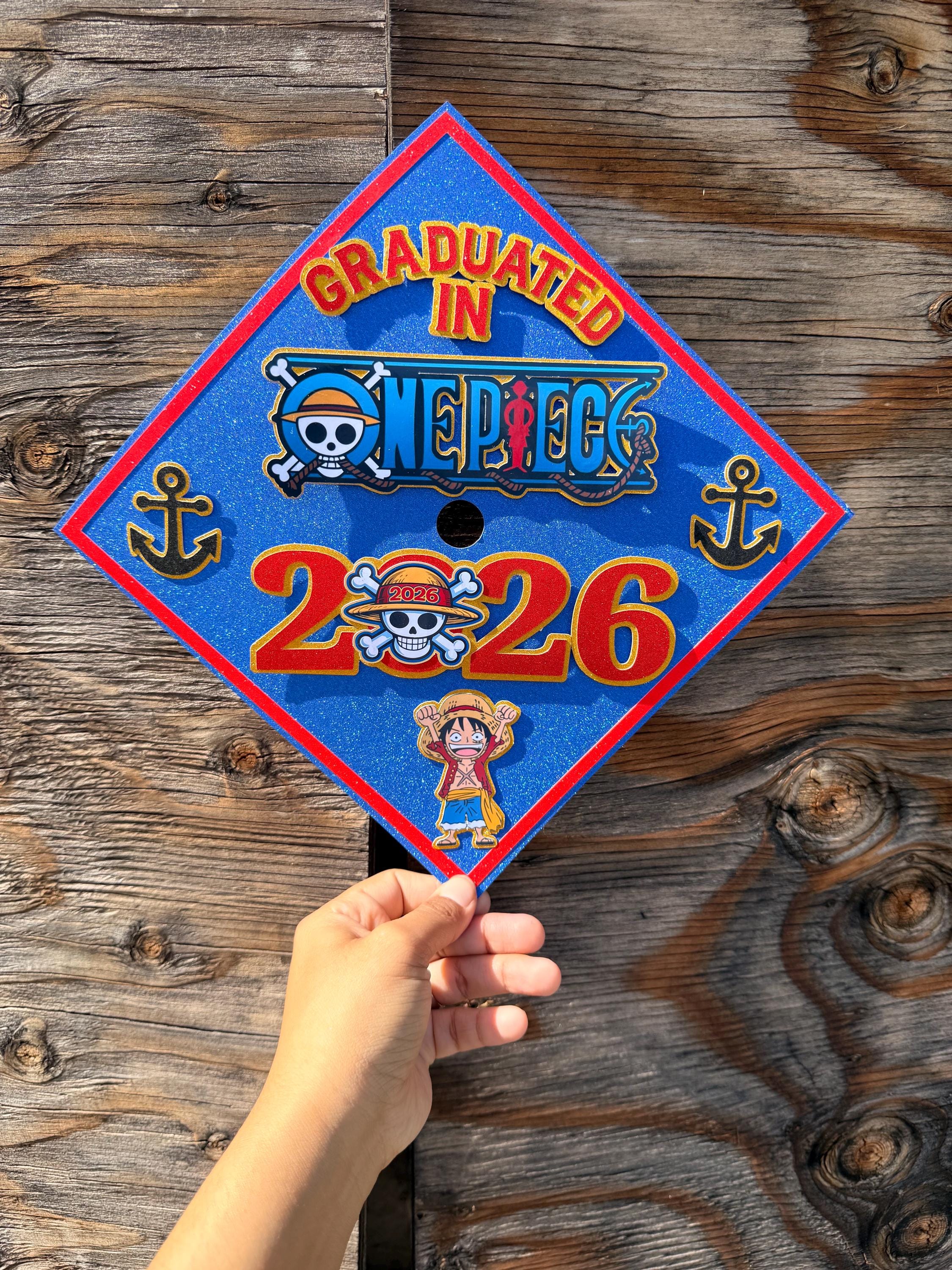 One piece inspired Graduation Cap Topper for boys, Personalized Grad Cap, Class of 2026