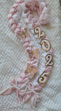 Coquette Graduation Lei: Pink Ribbon Lei with Pearl Accents, Class of 2026