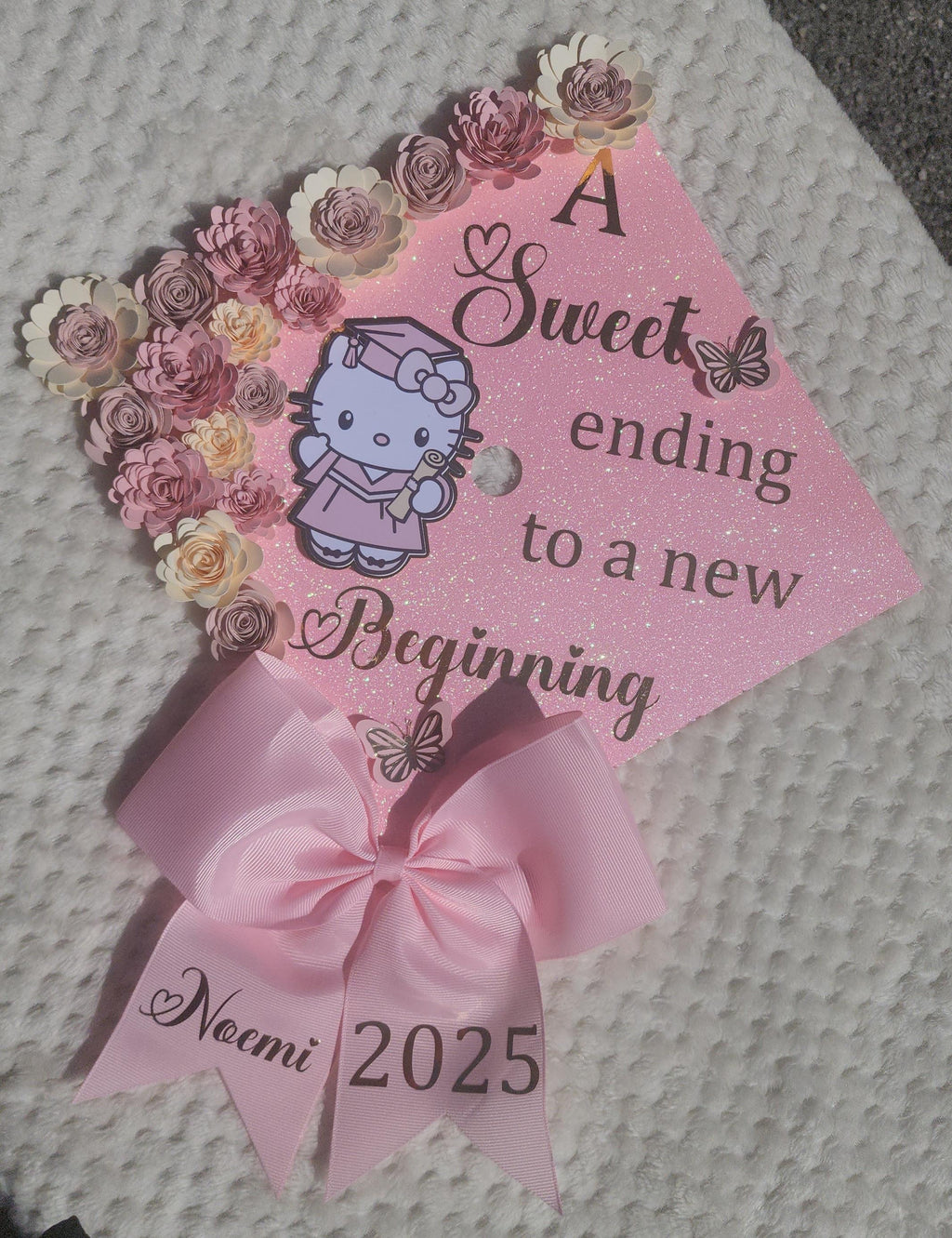 Graduation Cap Topper, handmade Paper Flowers, Personalized Grad Cap, Class of 2026