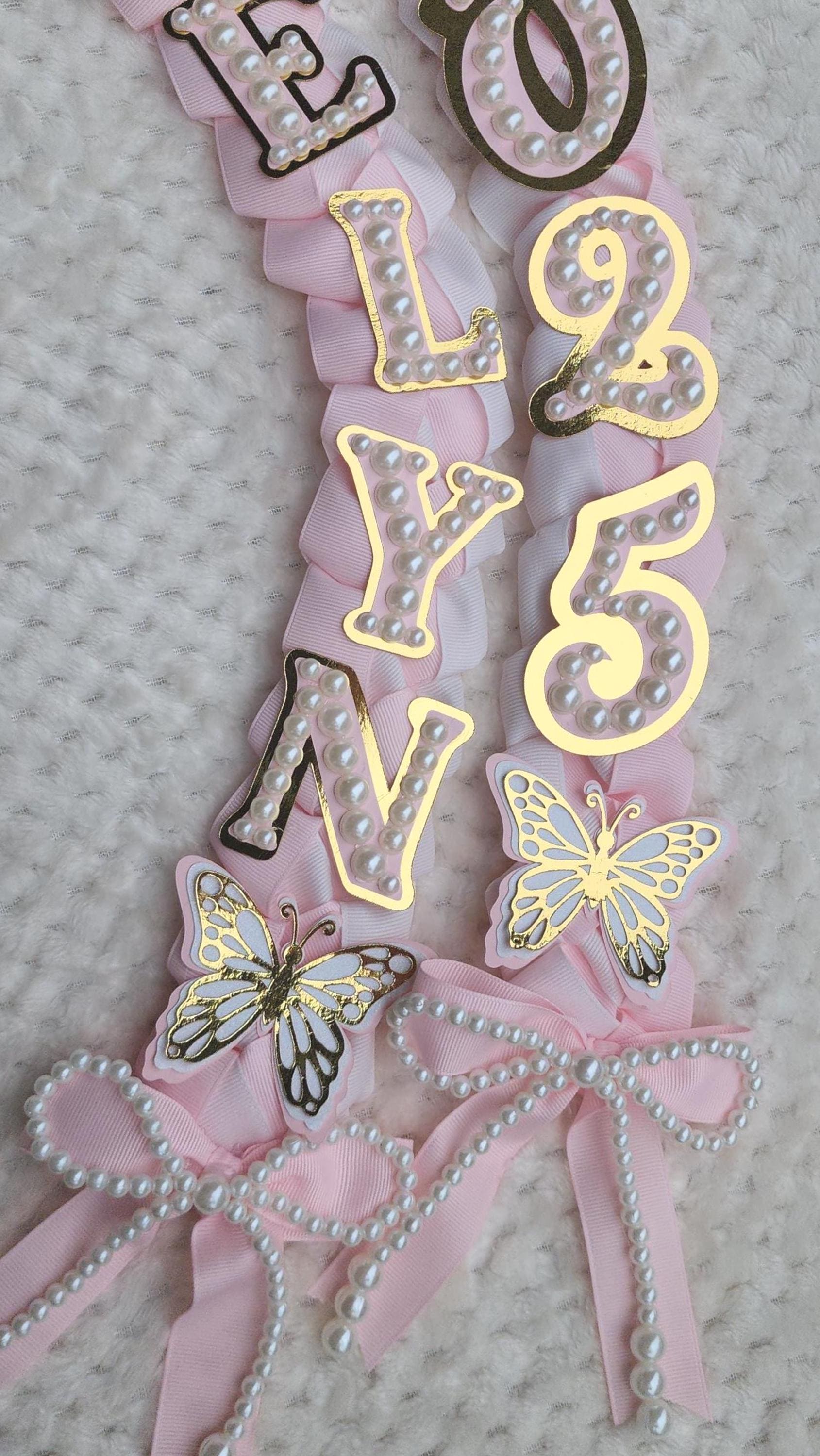 Coquette Pearl Graduation Ribbon Lei: Custom Senior Gift, Class of 2026