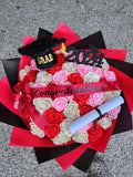 graduation bouquet of handmade eternal roses, rosas eternas, forever roses, birthday flowers